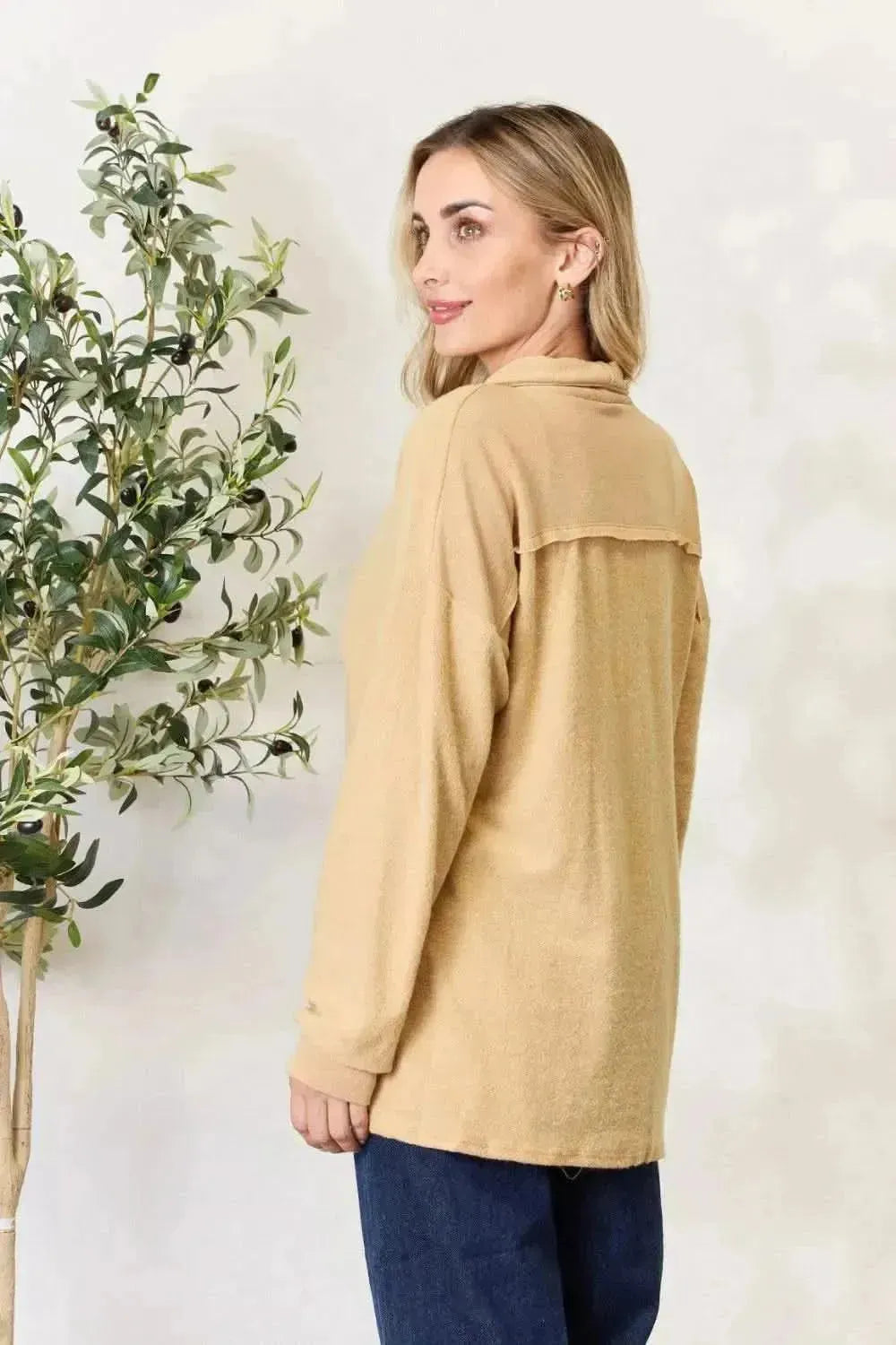 Heimish Full Size Button Up Long Sleeve Cardigan - Bad Moms Club