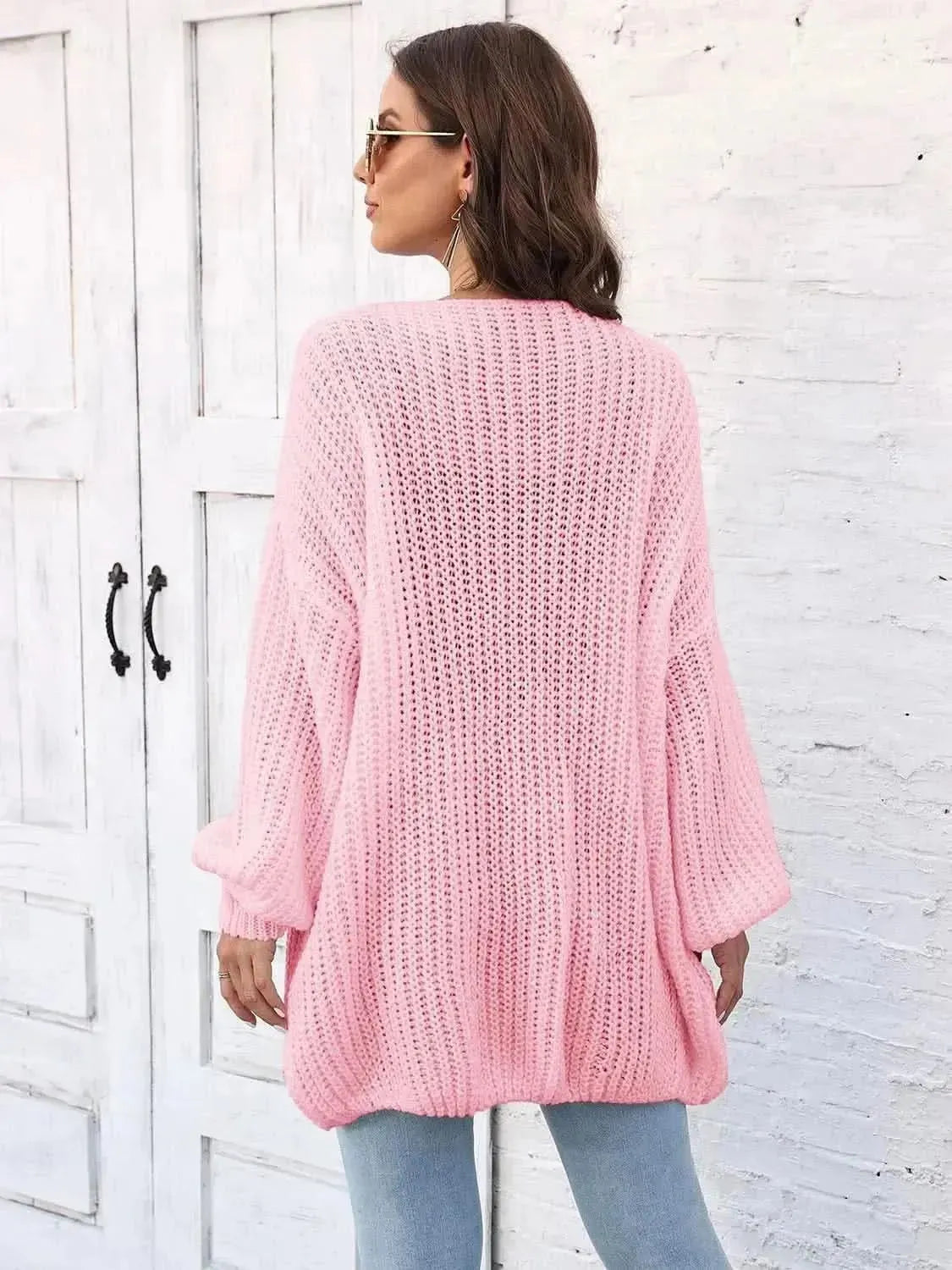 Open Front Dropped Shoulder Longline Cardigan - Bad Moms Club