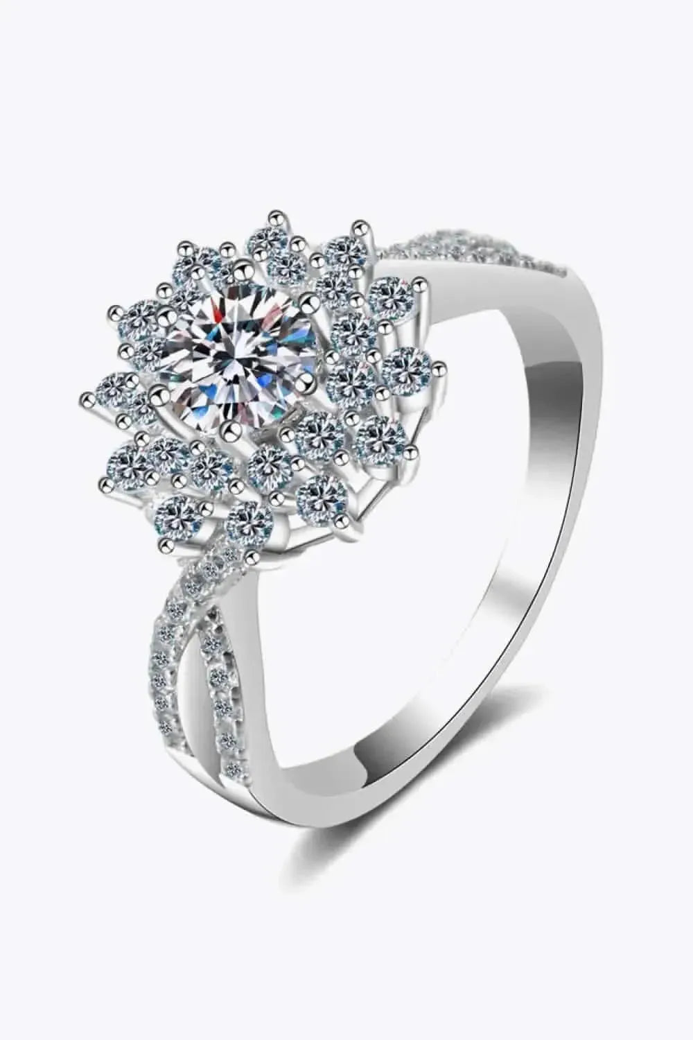 Moissanite Flower-Shape Split Shank Ring - Bad Moms Club