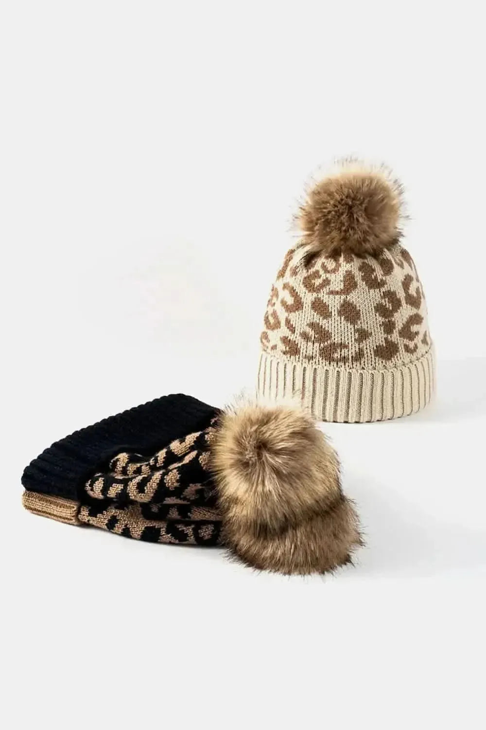 Leopard Pom-Pom Cuffed Beanie - Bad Moms Club
