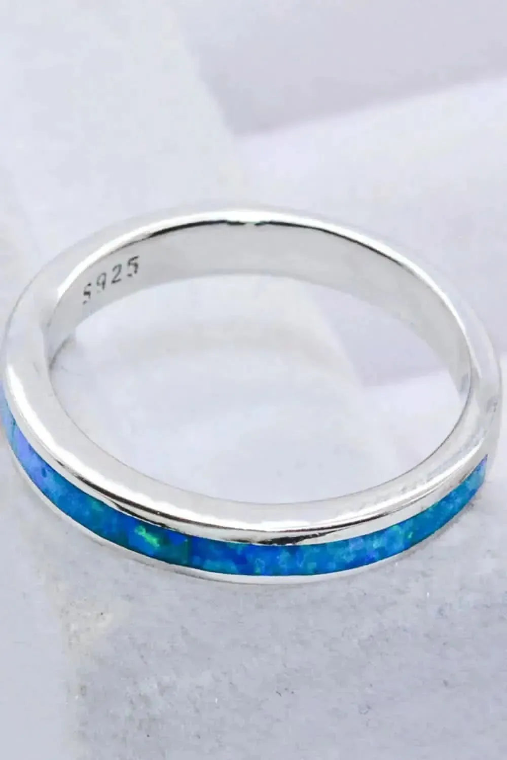 925 Sterling Silver Opal Ring in Sky Blue - Bad Moms Club