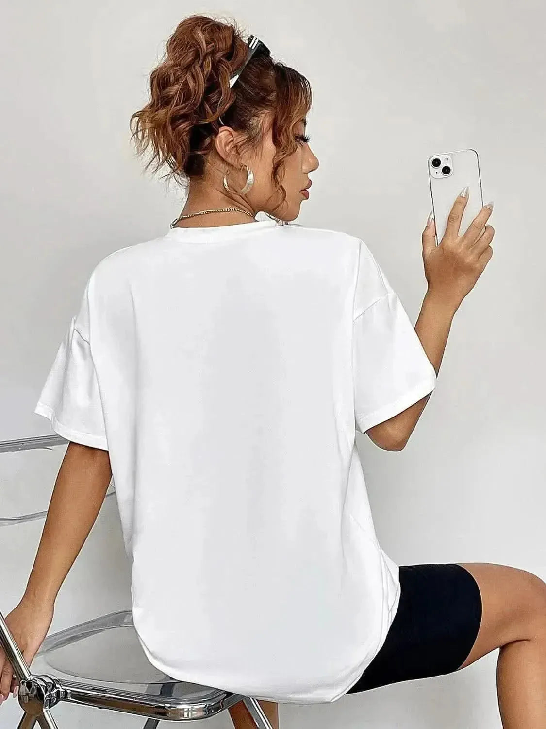 Round Neck Short Sleeve Fall Season Graphic T-Shirt - Bad Moms Club