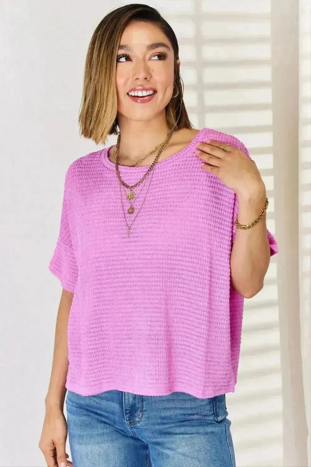 Zenana Full Size Round Neck Short Sleeve Top - Bad Moms Club