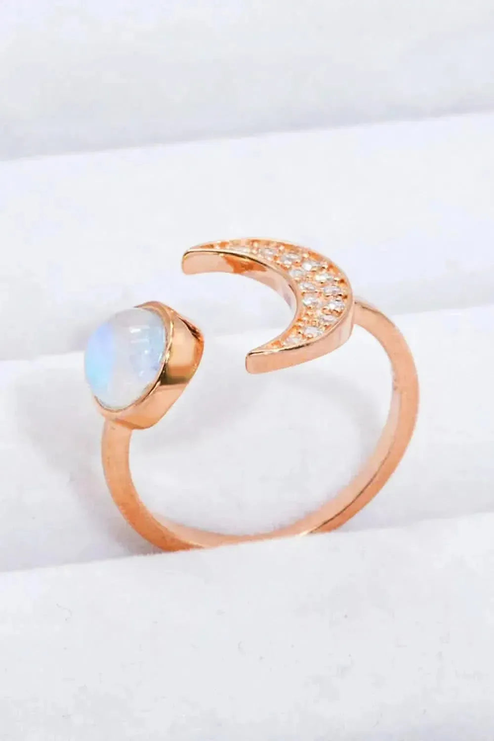Natural Moonstone and Zircon Sun & Moon Open Ring - Bad Moms Club