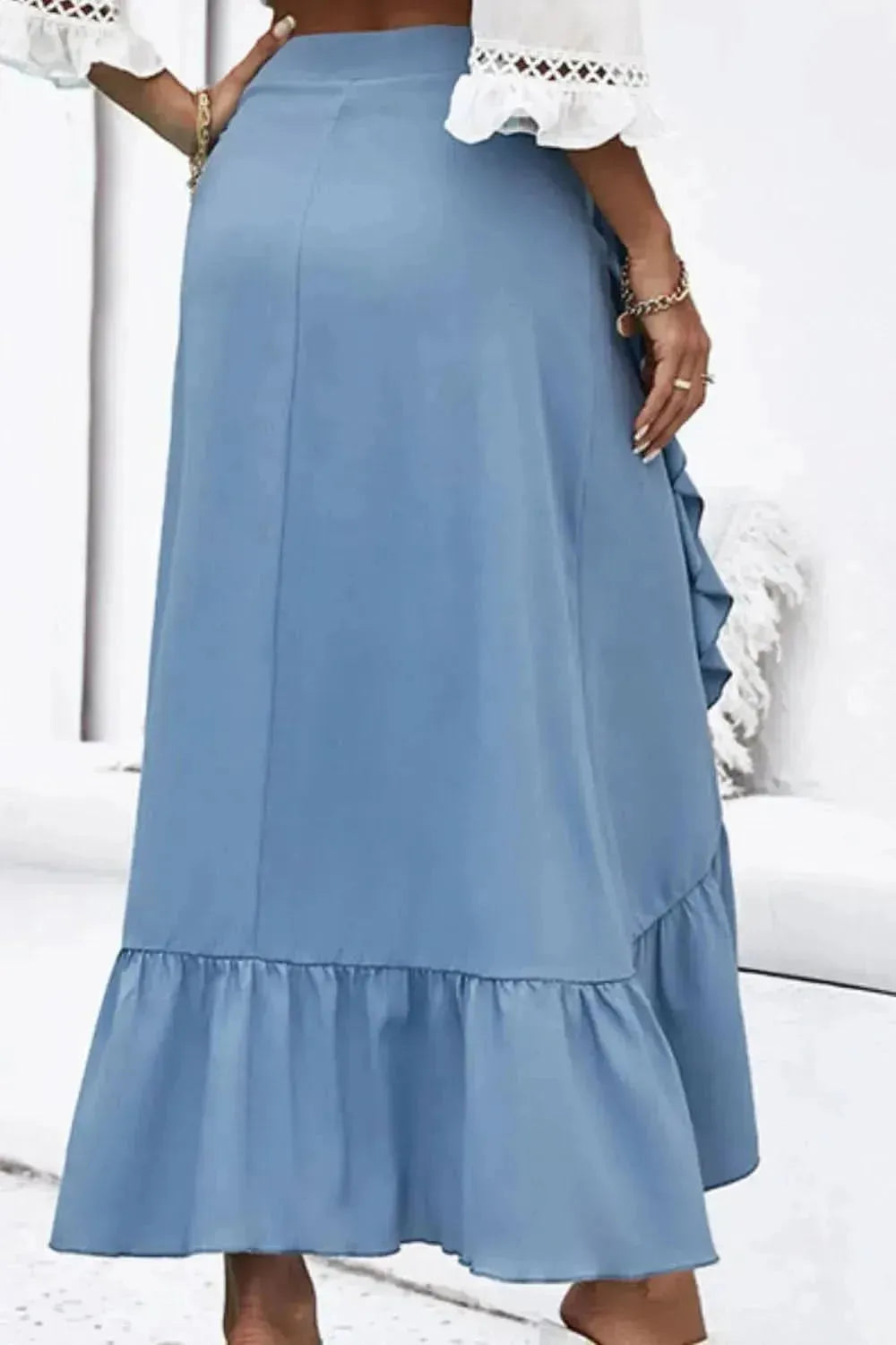 Ruffle Trim Tied Skirt - Bad Moms Club