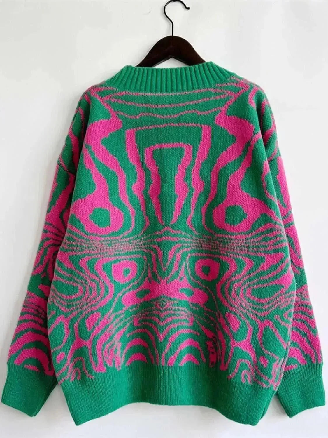 Abstract Pattern Button Down Cardigan - Bad Moms Club