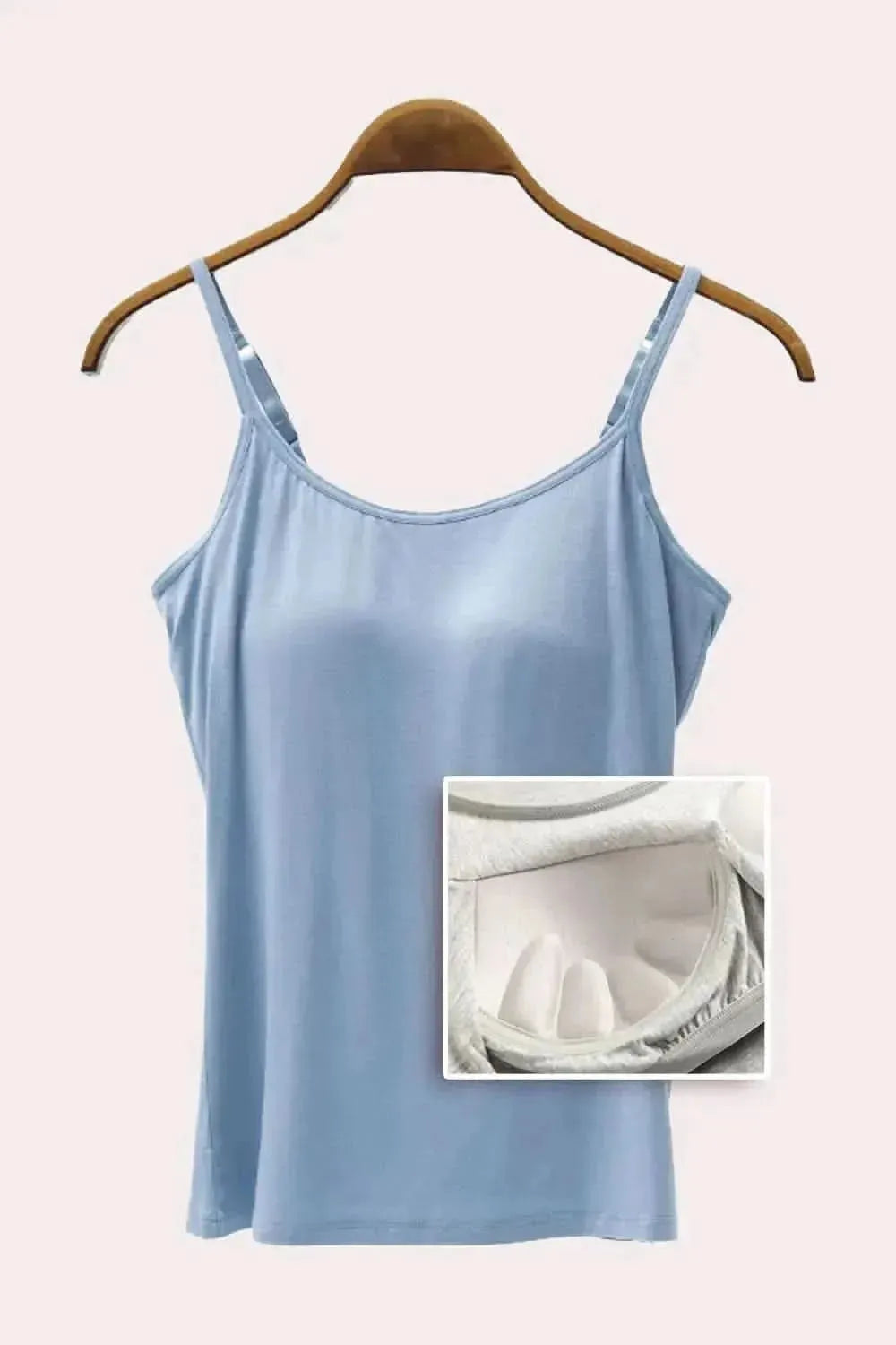 Full Size Adjustable Strap Modal Cami with Bra - Bad Moms Club