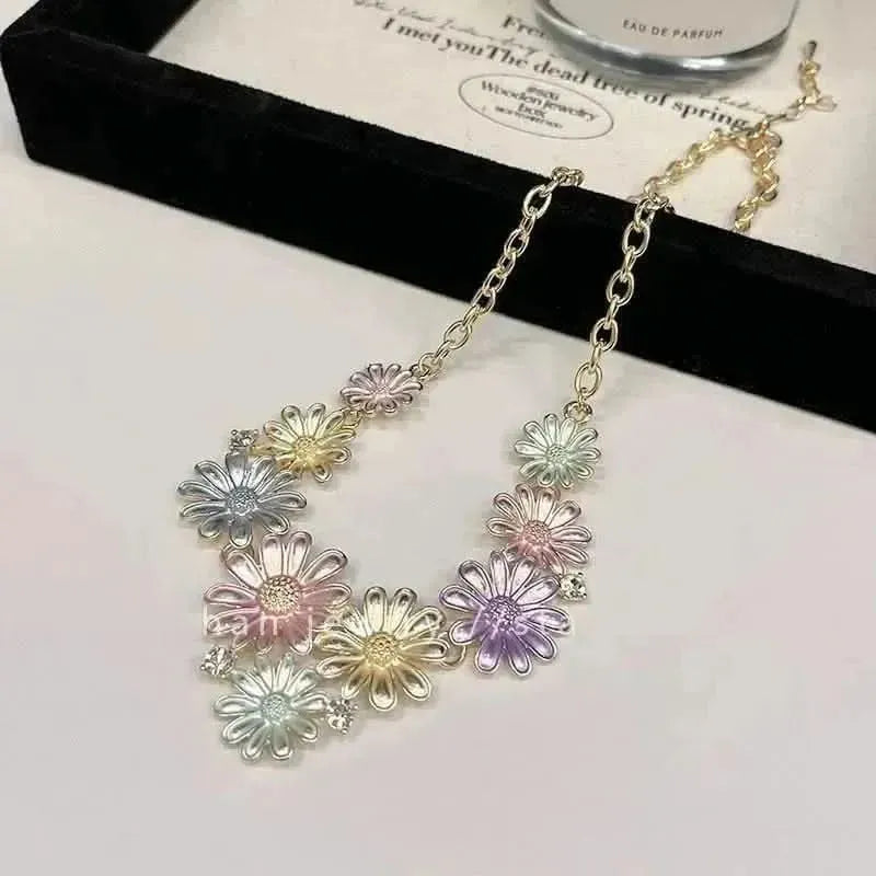 Alloy Rhinestone Daisy Necklace - Bad Moms Club