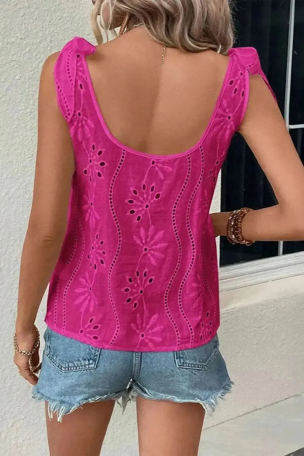 Tie Shoulder V-Neck Tank - Bad Moms Club
