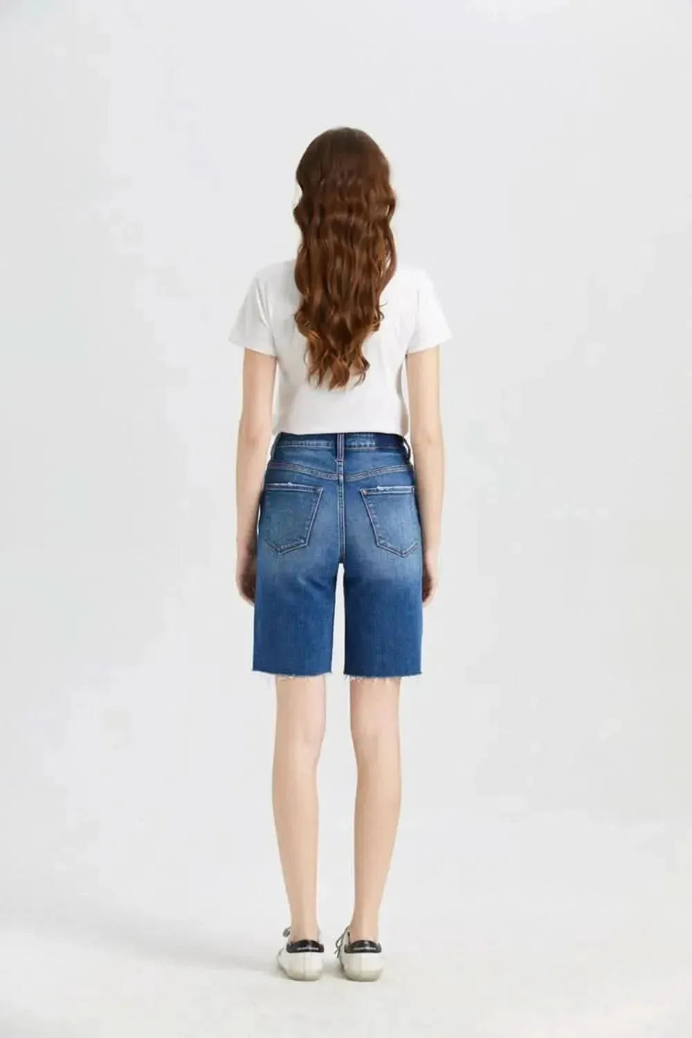 BAYEAS Full Size Super High Rise Denim Bermuda Shorts - Bad Moms Club