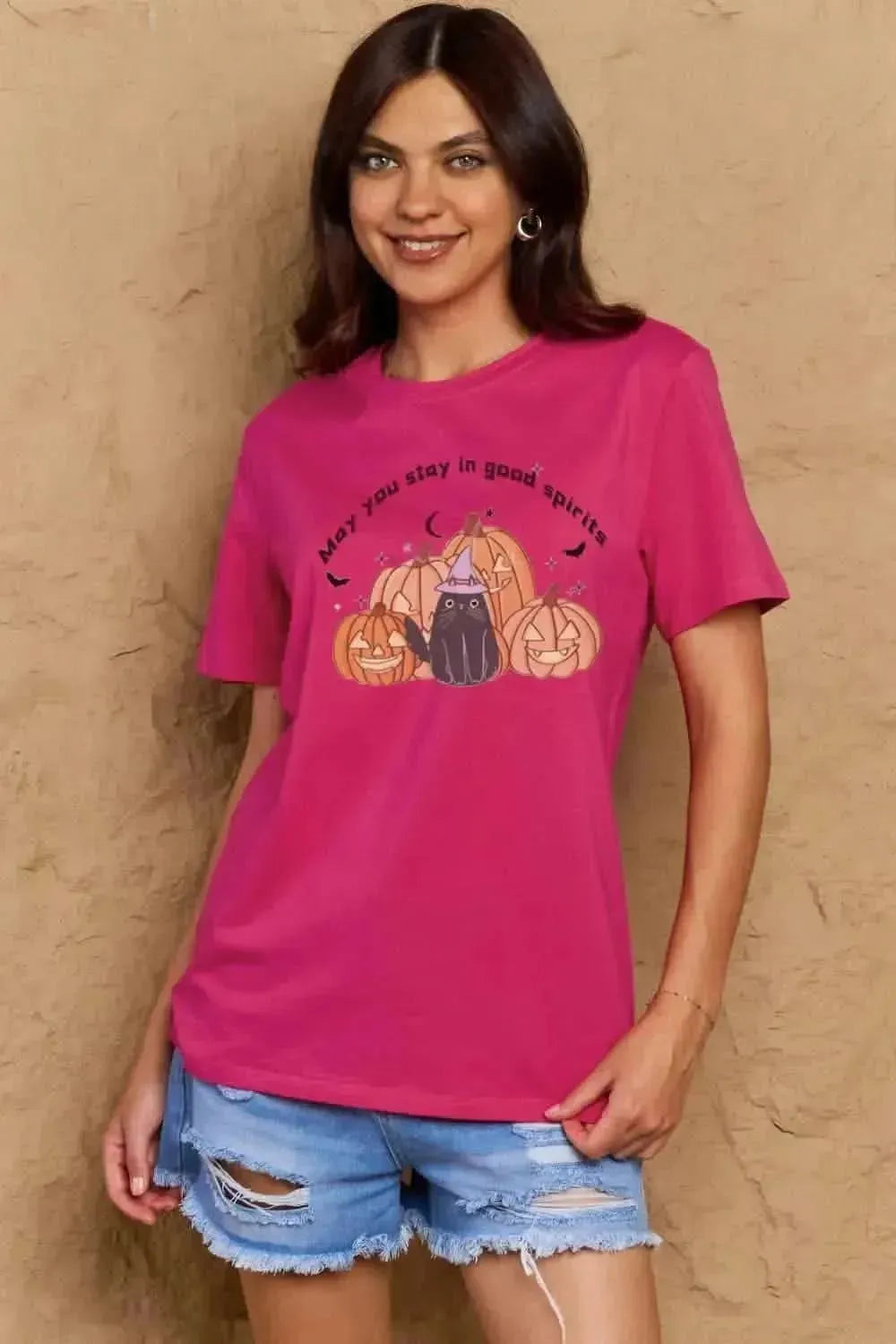 Simply Love Full Size MAY YOU STAY IN GOOD SPIRITS Graphic Cotton T-Shirt - Bad Moms Club