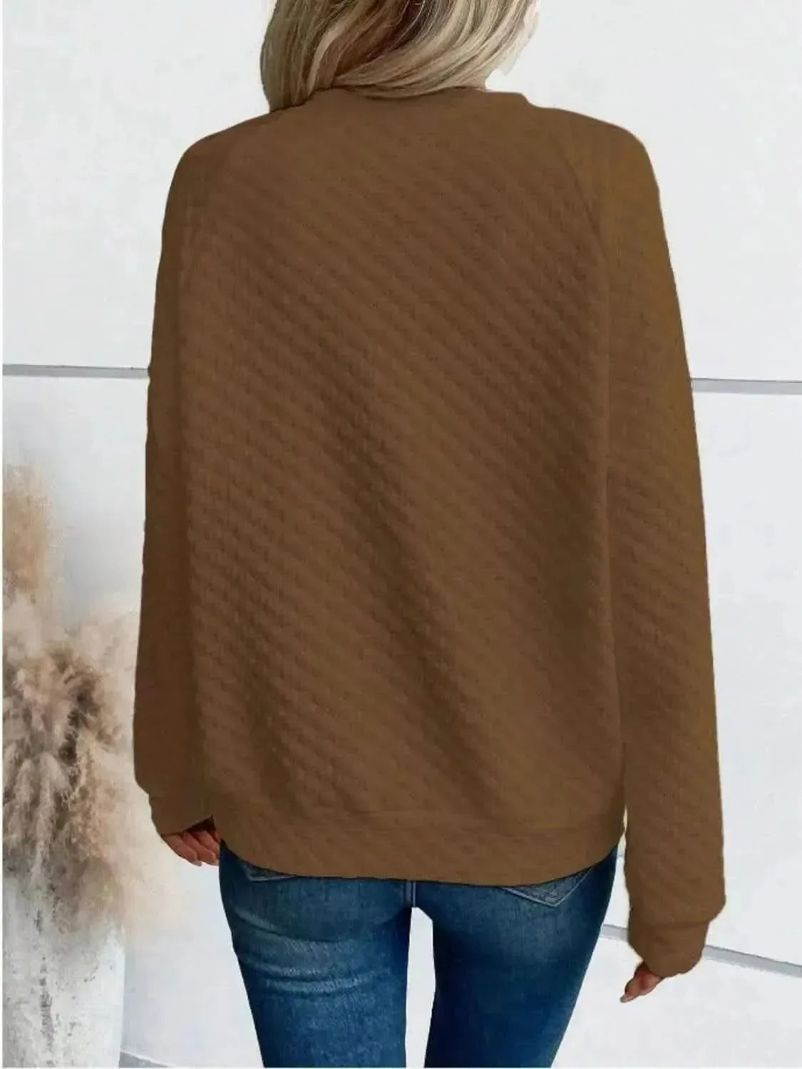 Notched Long Sleeve Sweatshirt - Bad Moms Club