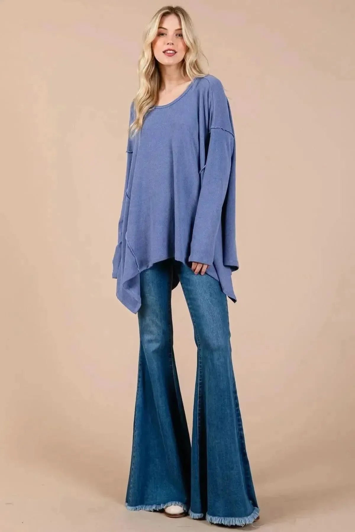 Ces Femme Asymmetrical Long Sleeve top - Bad Moms Club