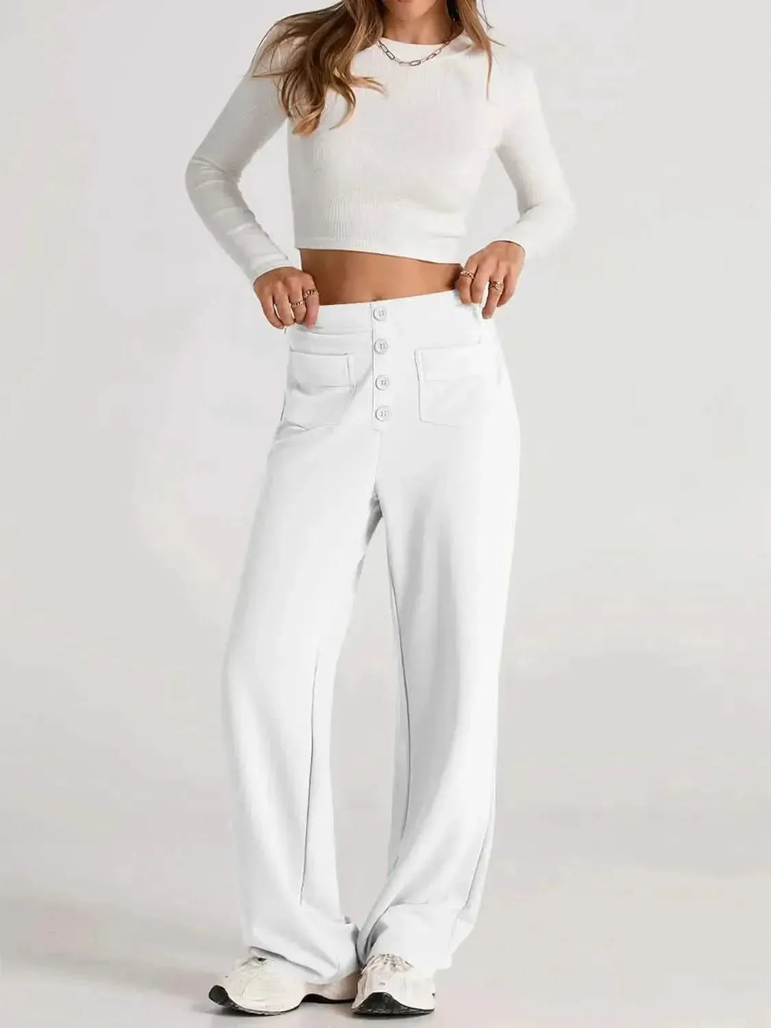 High Waist Wide Leg Pants - Bad Moms Club