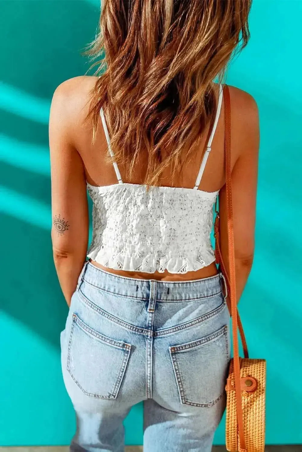 V-Neck Lace Cropped Cami - Bad Moms Club