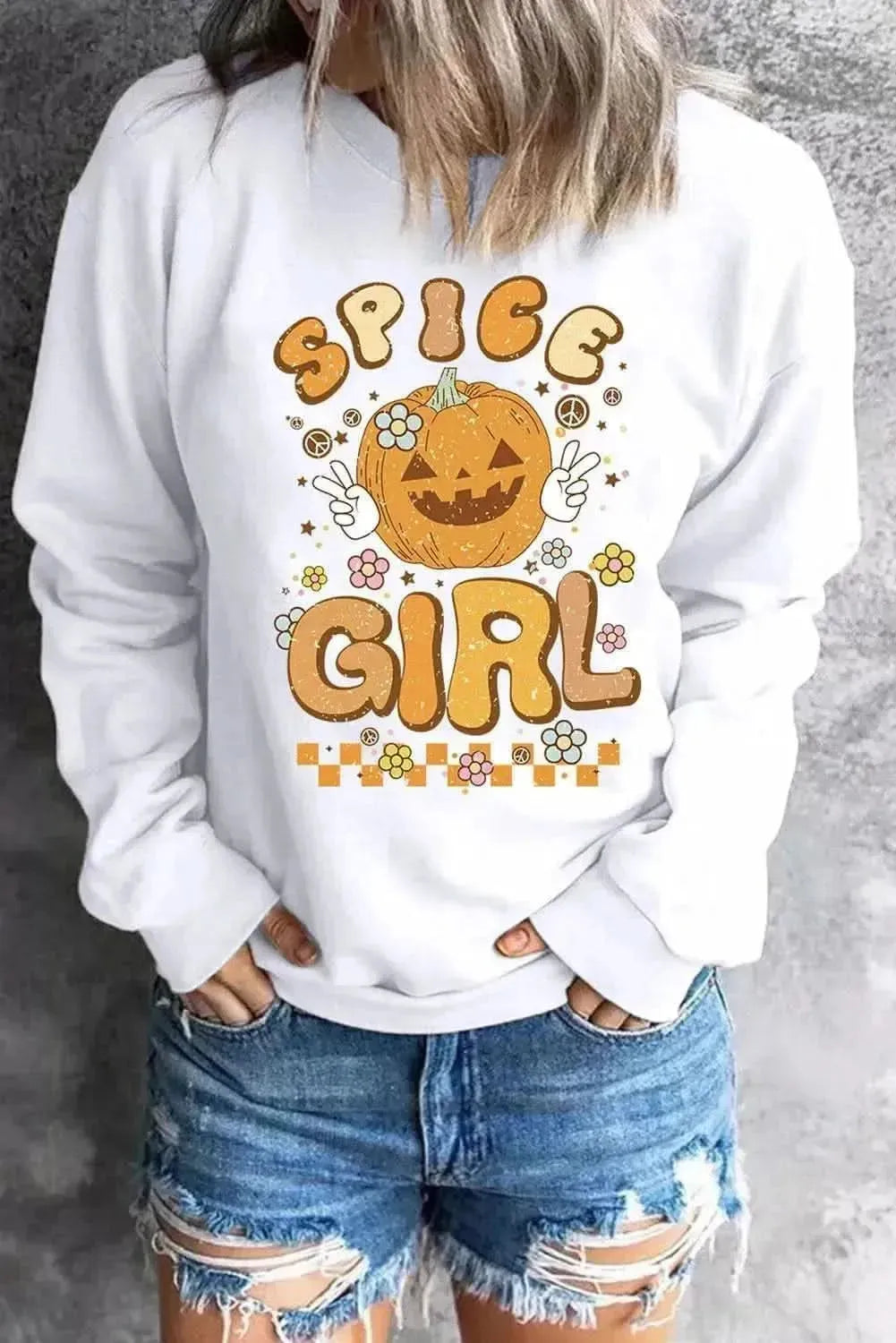 Round Neck Long Sleeve SPICE GIRL Graphic Sweatshirt - Bad Moms Club