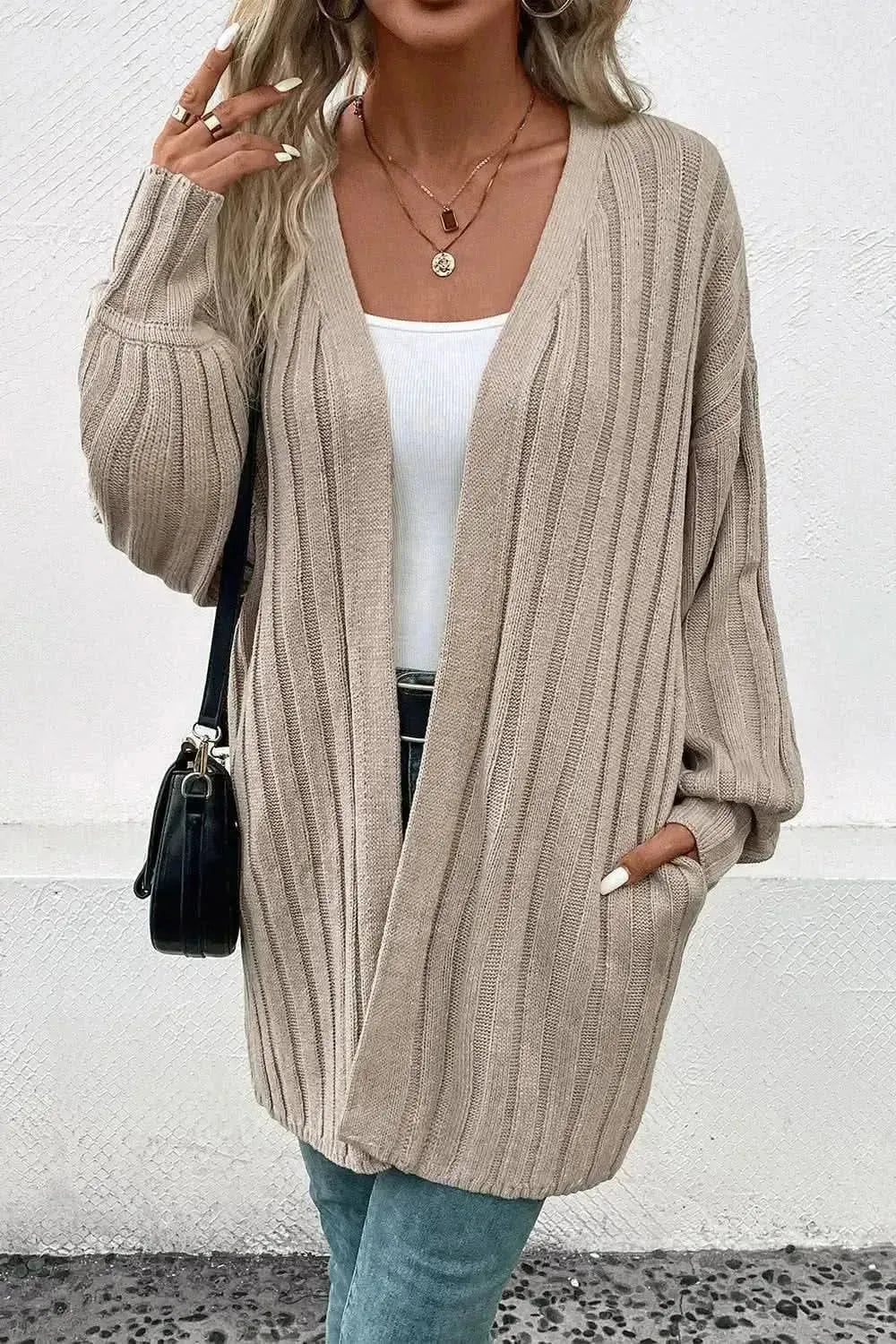 Open Front Cardigan with Pockets - Bad Moms Club