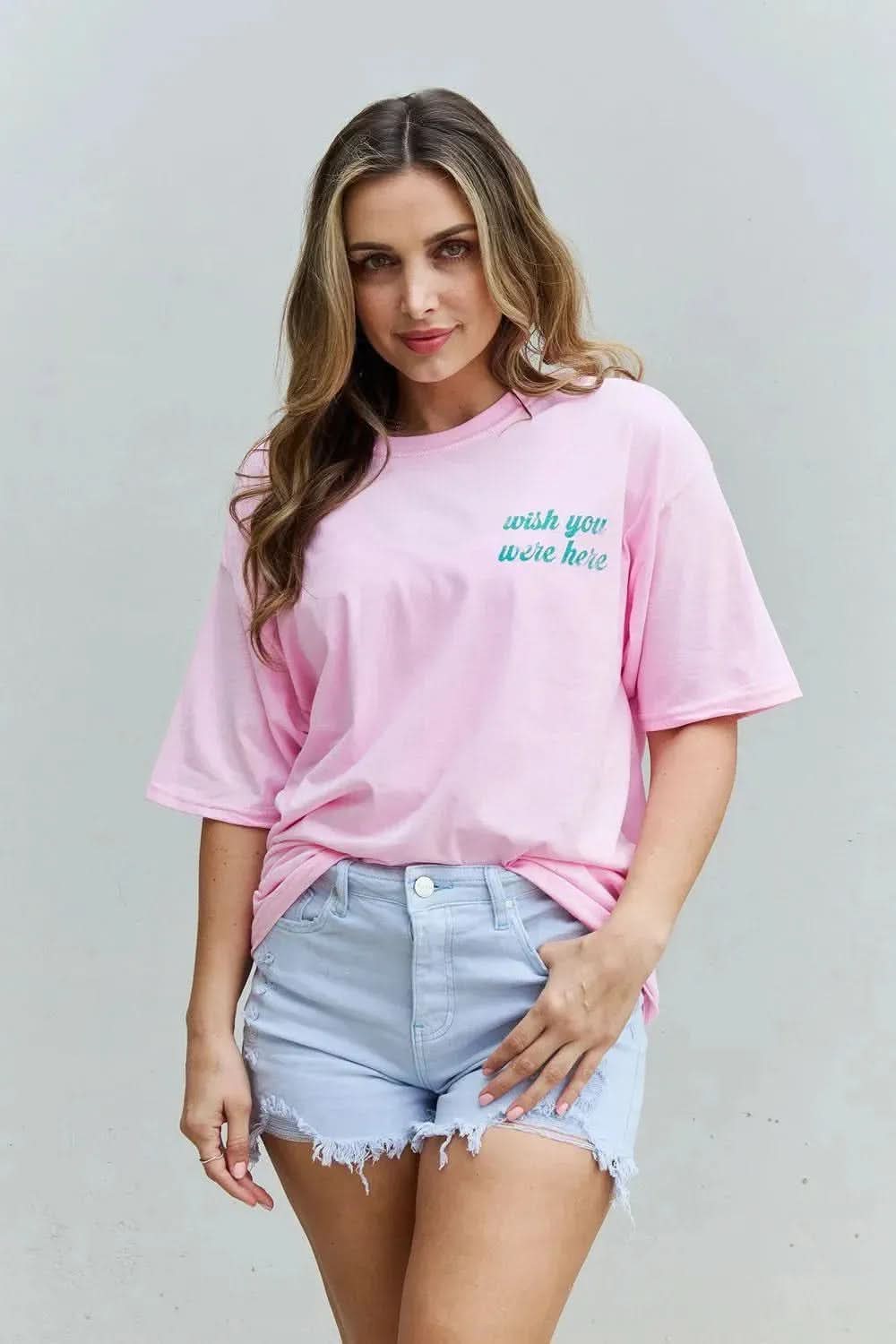 Sweet Claire "Wish You Were Here" Oversized Graphic T-Shirt - Bad Moms Club
