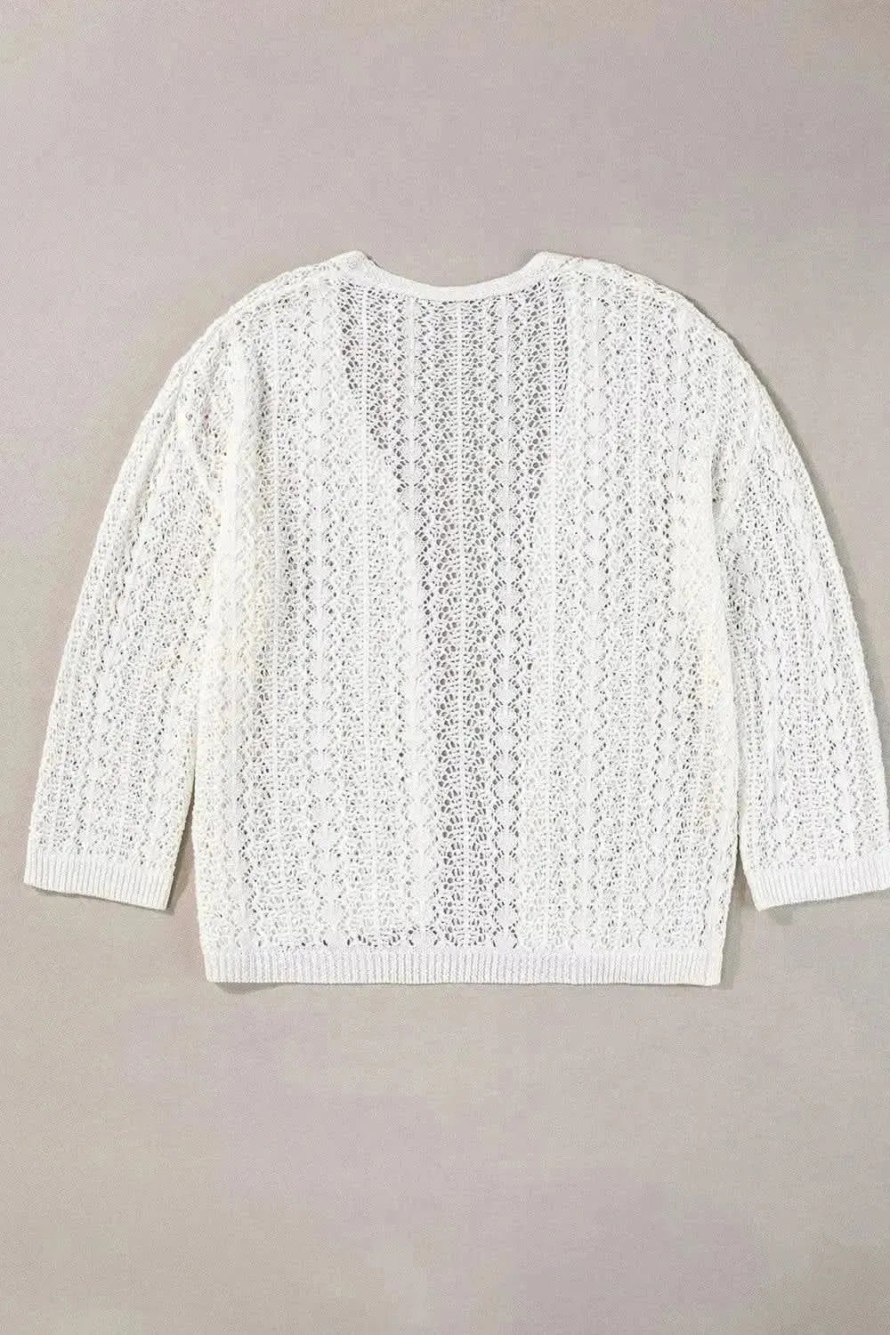 Openwork Open Front Dropped Shoulder Cardigan - Bad Moms Club