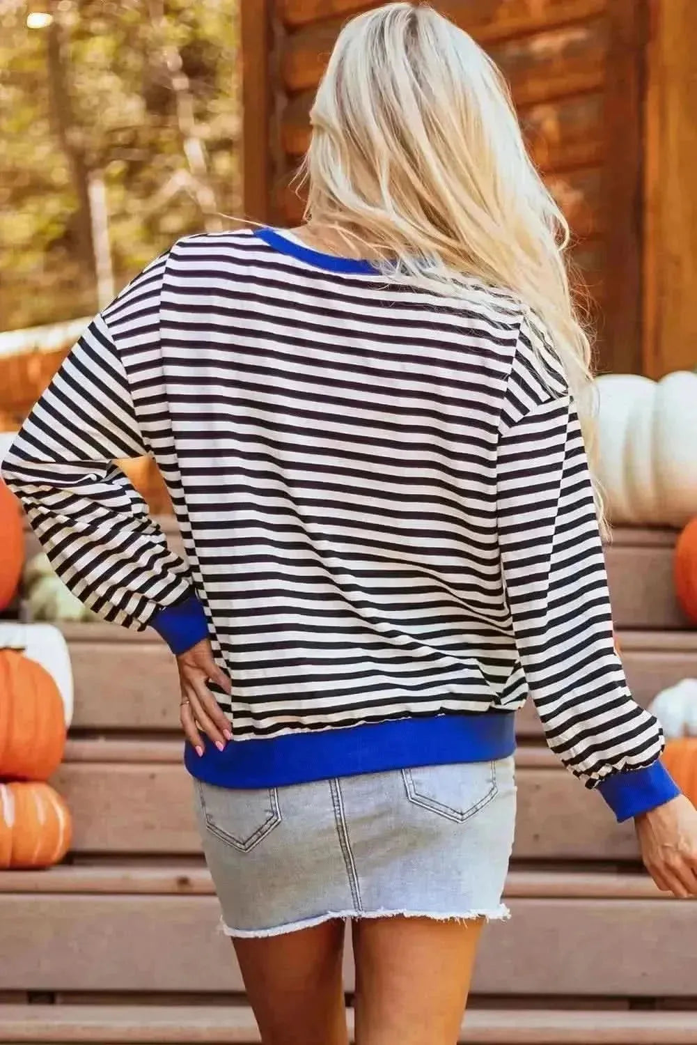 Pumpkin Striped Long Sleeve Sweatshirt - Bad Moms Club