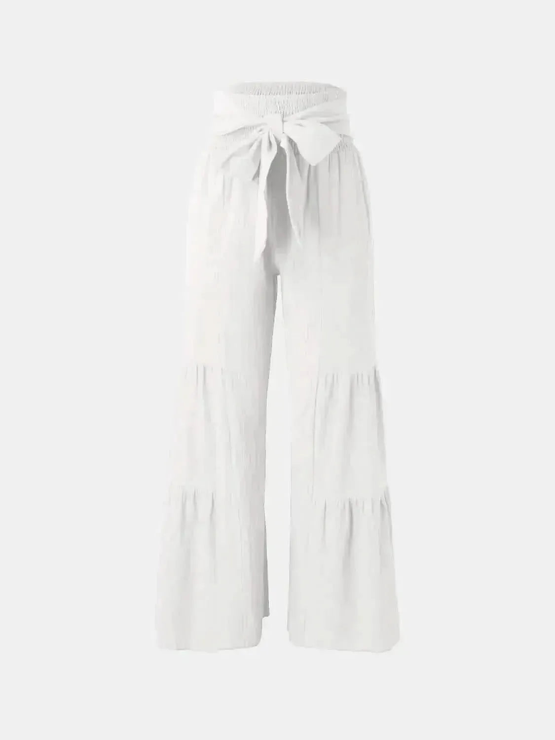 Tied Ruched Wide Leg Pants - Bad Moms Club