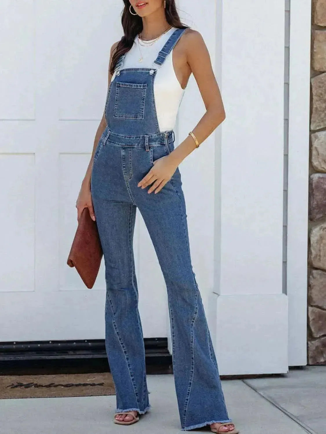 Raw Hem Denim Overall - Bad Moms Club