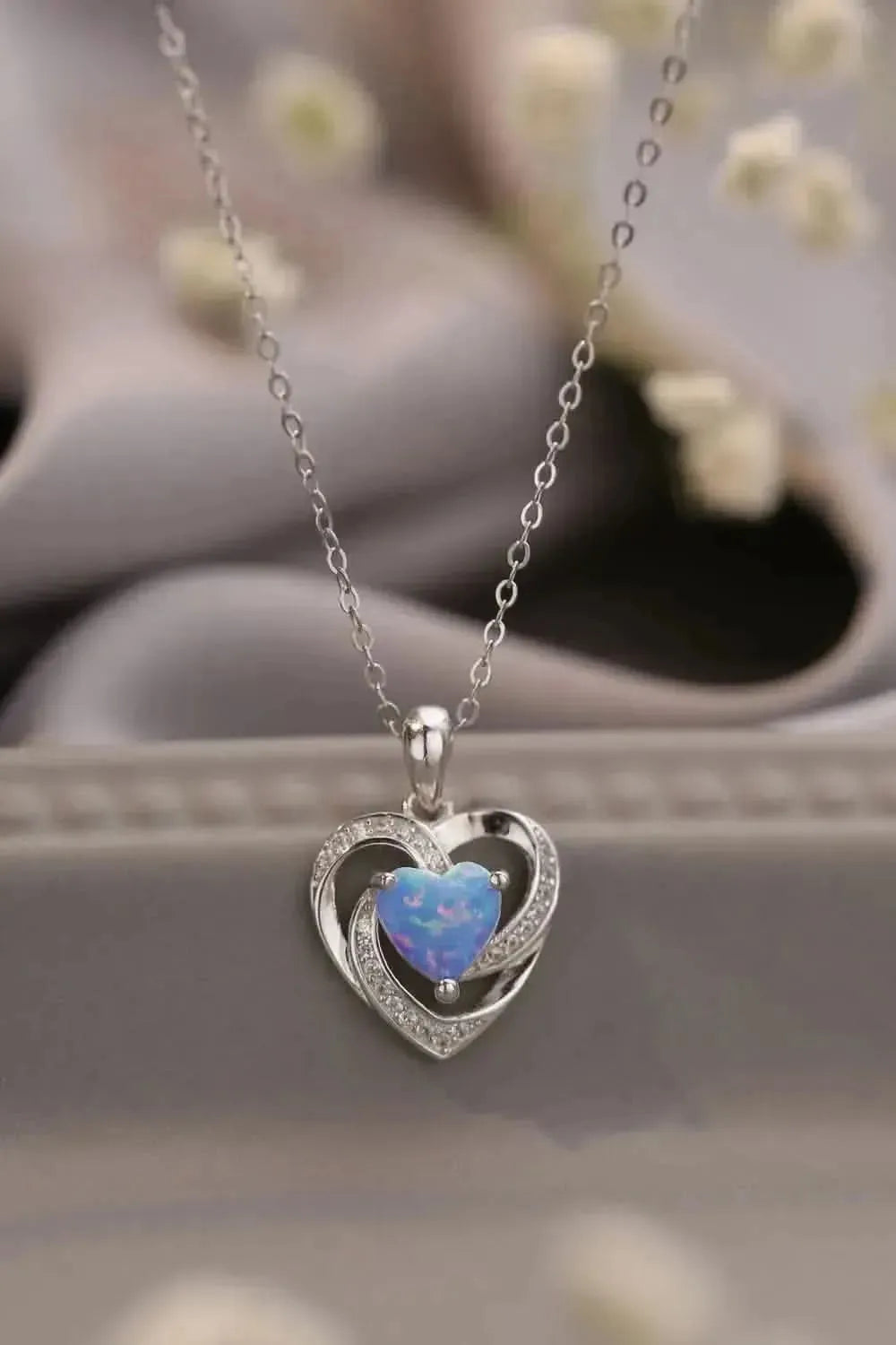 Opal Heart Pendant Necklace - Bad Moms Club