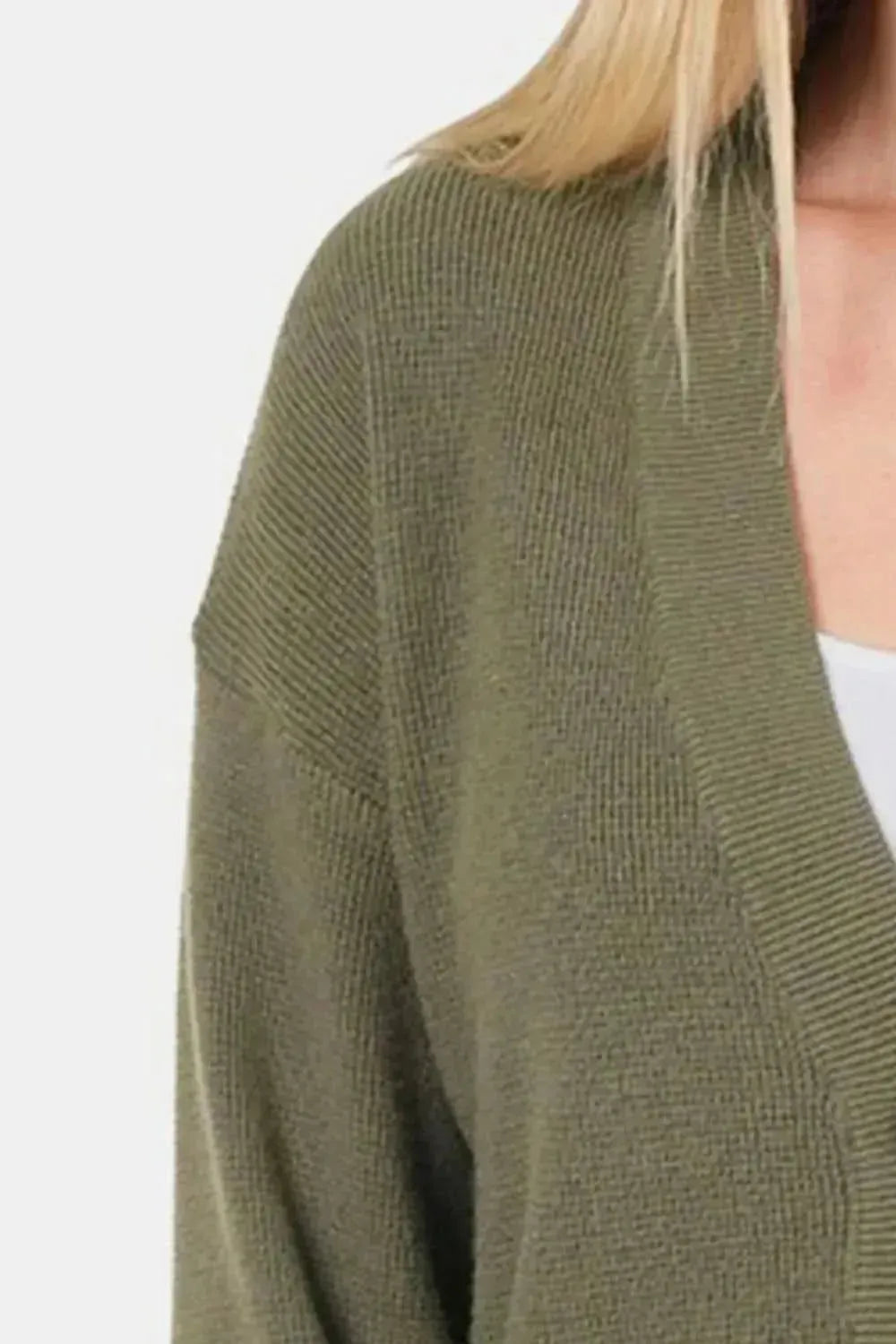 Zenana Button Up V-Neck Dropped Shoulder Cardigan - Bad Moms Club