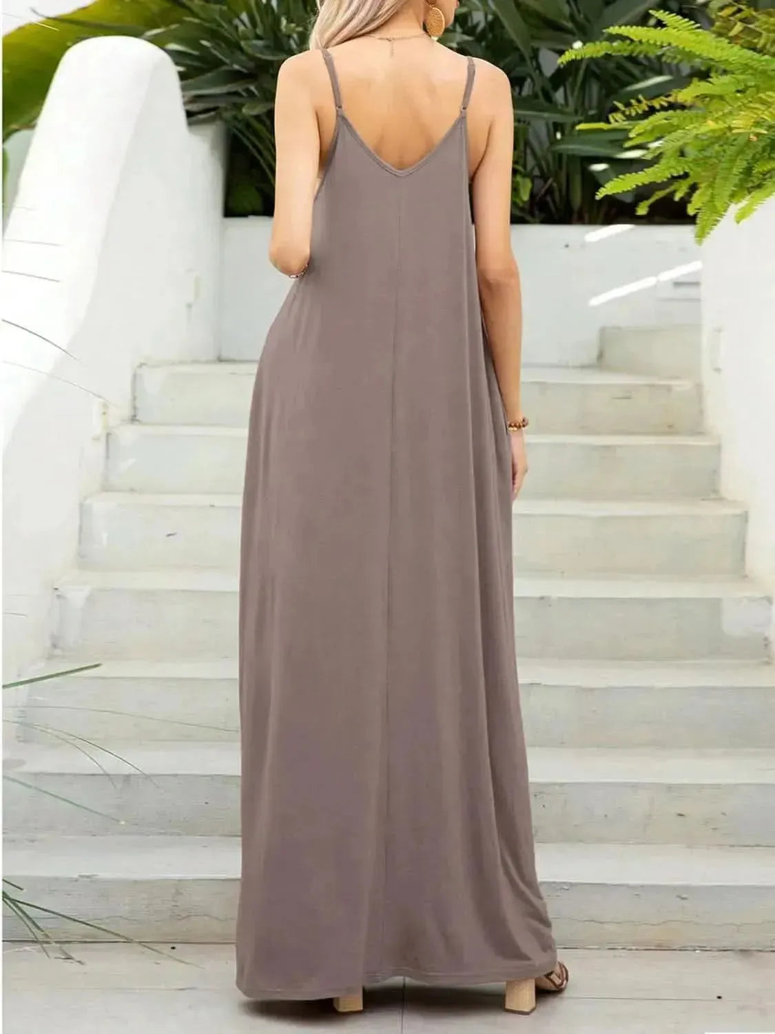 V-Neck Maxi Cami Dress with Pockets - Bad Moms Club