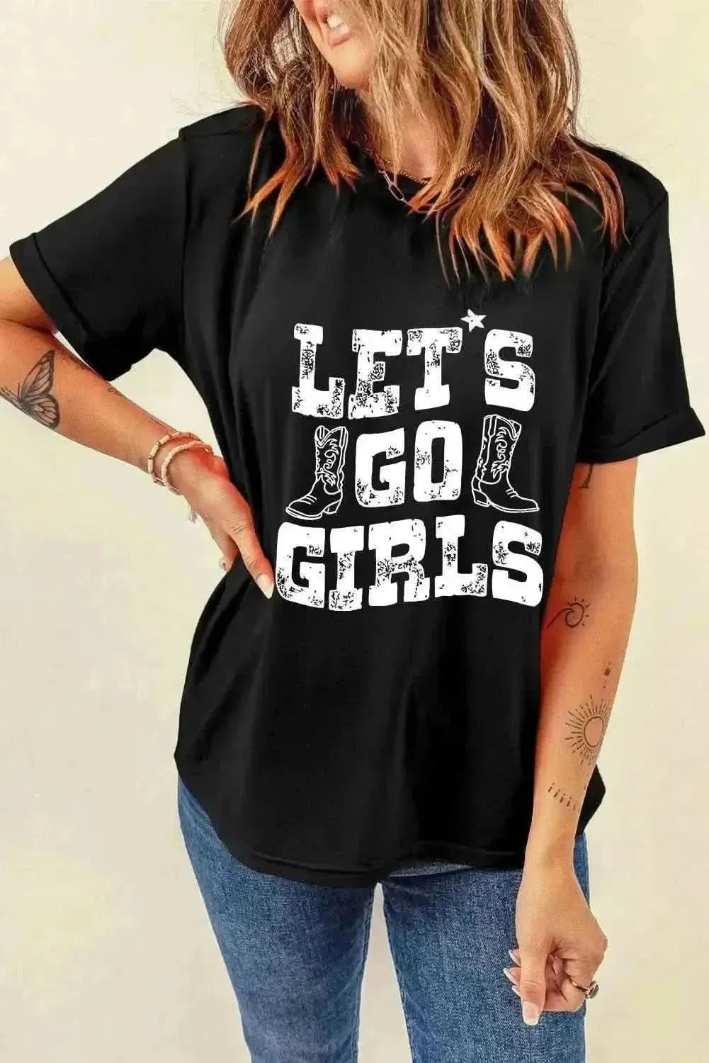 Letter Graphic Round Neck Short Sleeve T-Shirt - Bad Moms Club