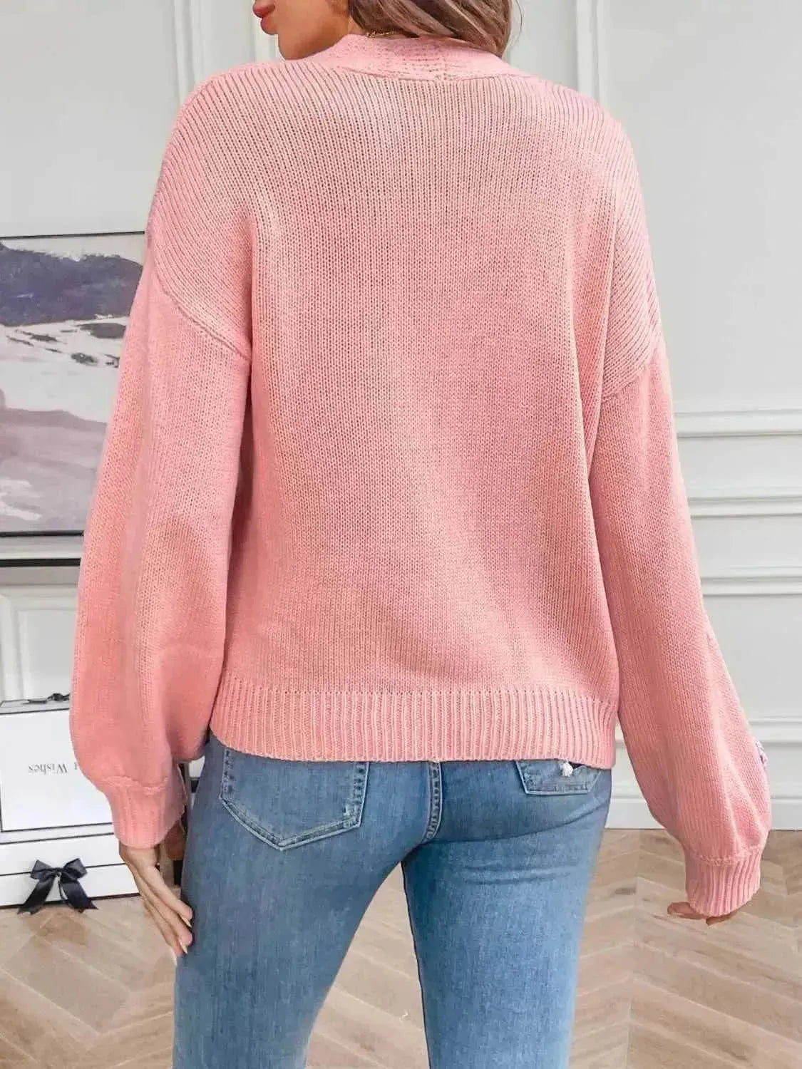 Floral Long Sleeve Open Front Cardigan - Bad Moms Club