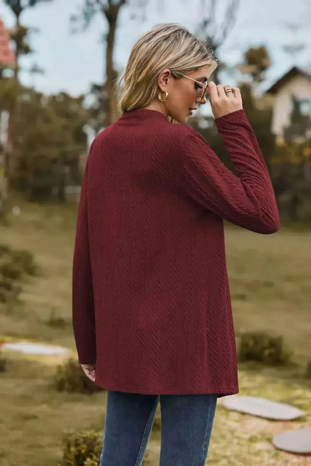 Open Front Long Sleeve Cardigan - Bad Moms Club