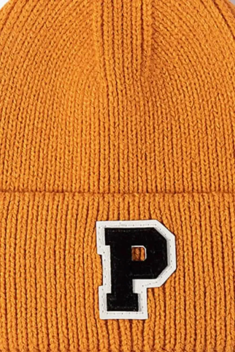 Letter Patch Cuffed Knit Beanie - Bad Moms Club