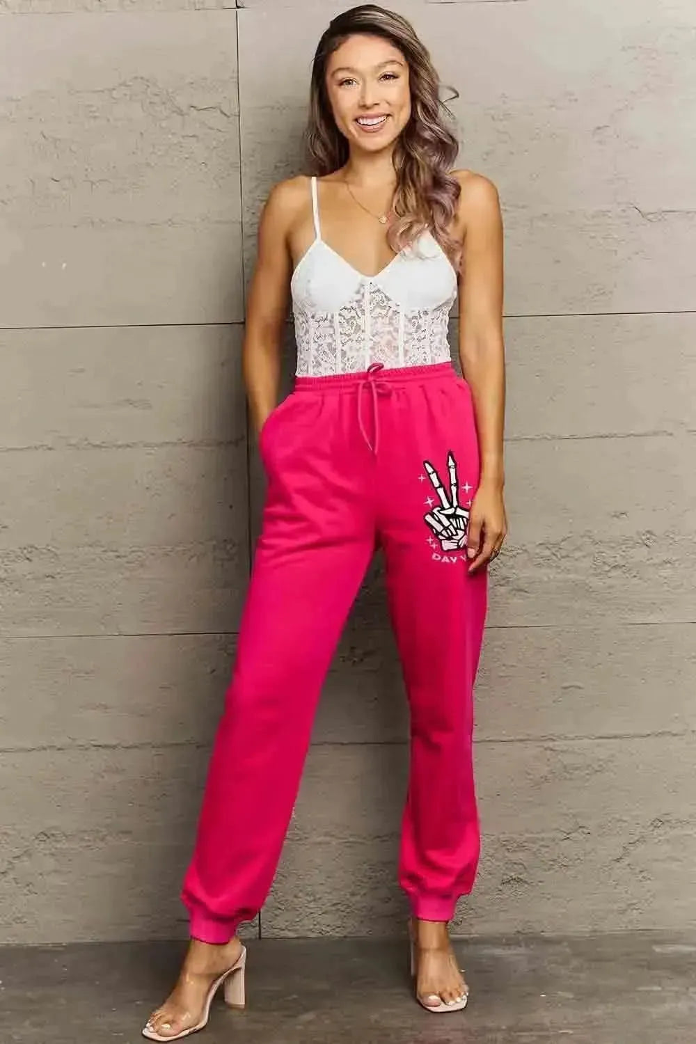 Simply Love Simply Love Full Size Drawstring DAY YOU DESERVE Graphic Long Sweatpants - Bad Moms Club