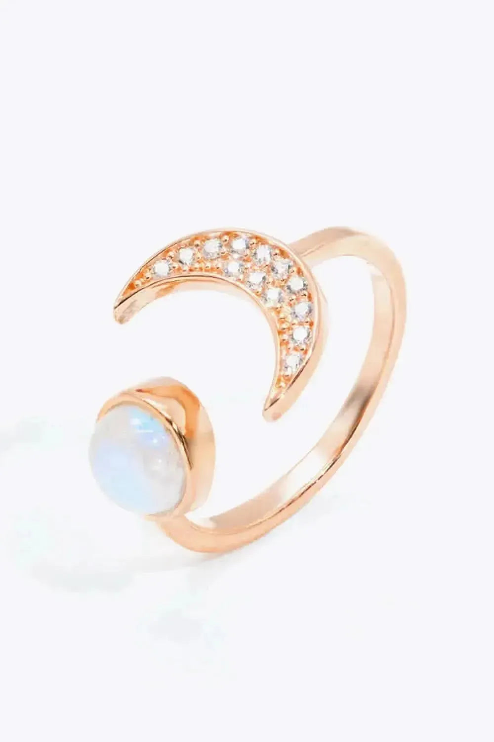 Natural Moonstone and Zircon Sun & Moon Open Ring - Bad Moms Club