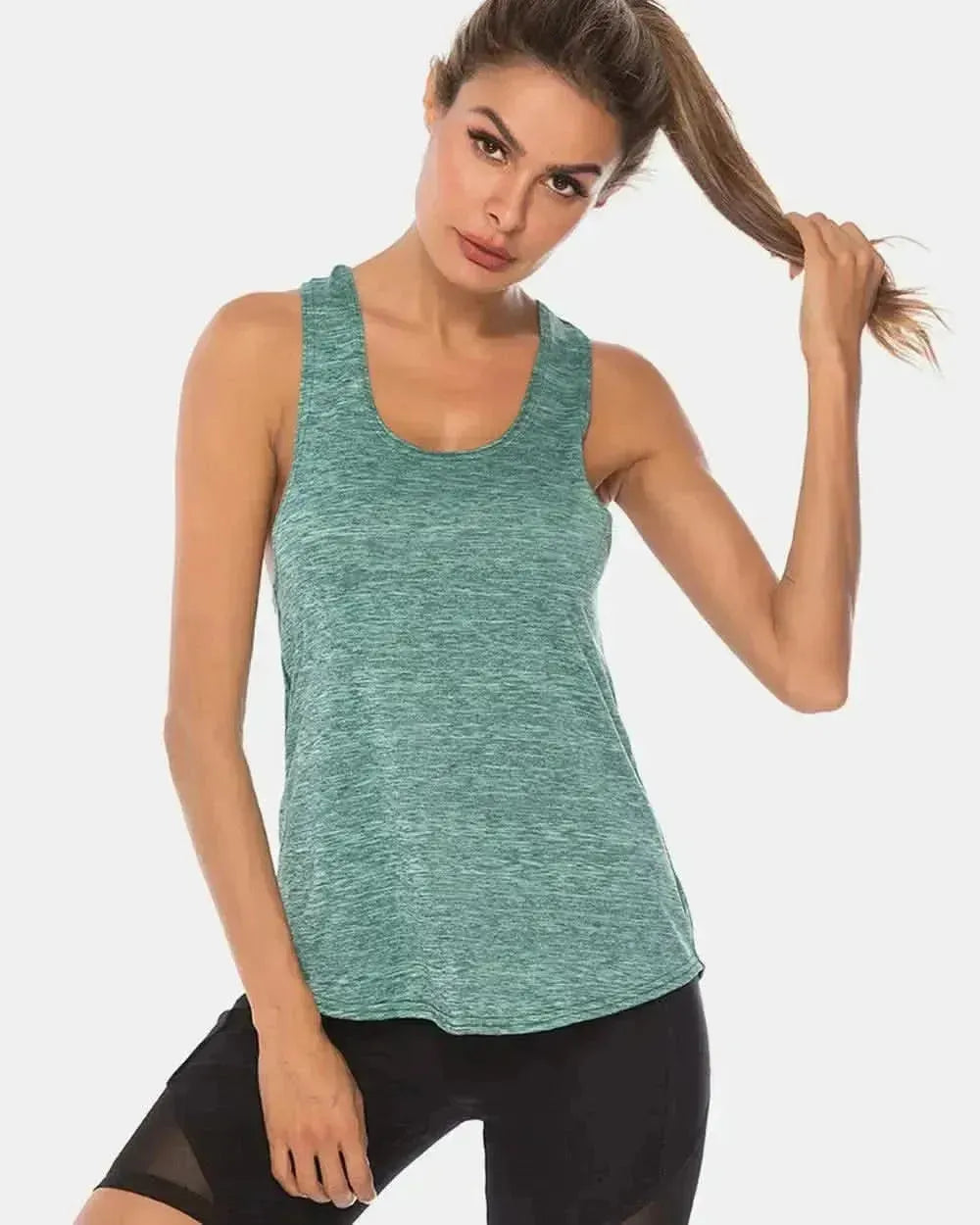Full Size Scoop Neck Wide Strap Active Tank - Bad Moms Club