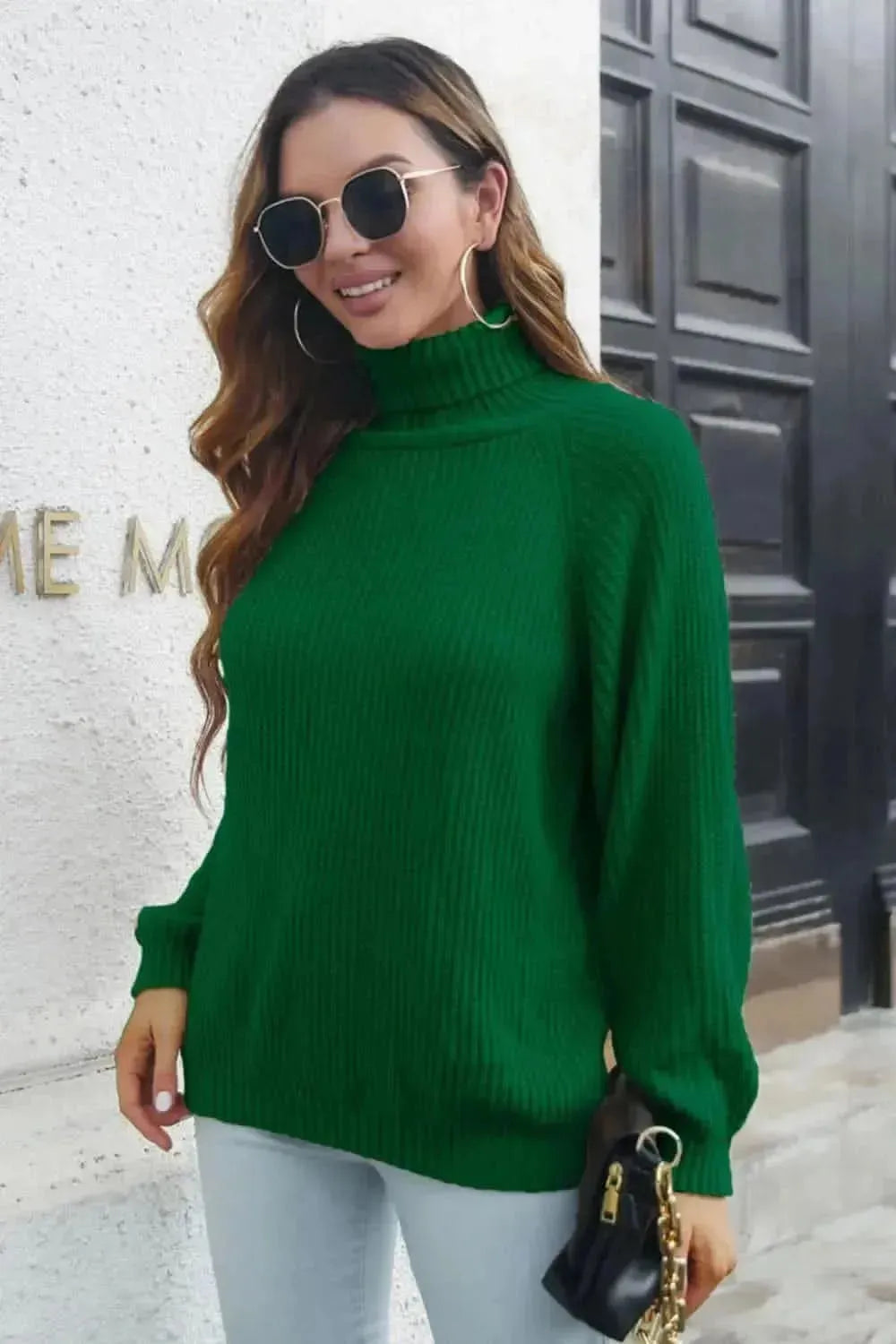 Turtleneck Rib-Knit Sweater - Bad Moms Club
