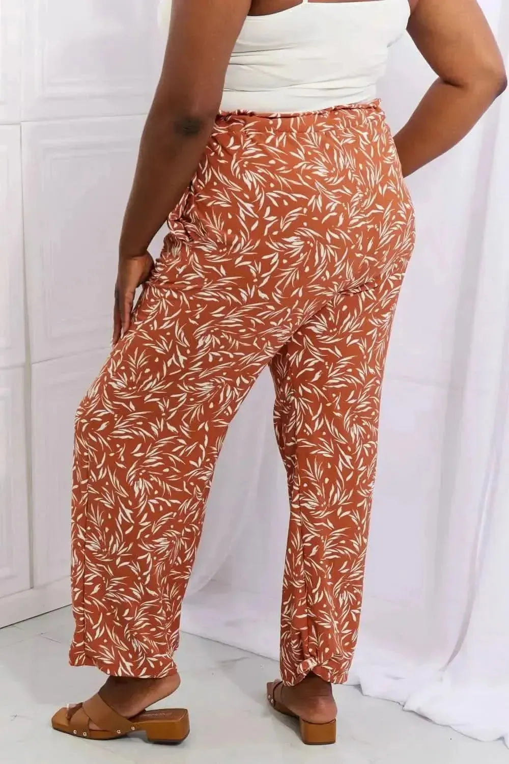 Heimish Right Angle Full Size Geometric Printed Pants in Red Orange - Bad Moms Club