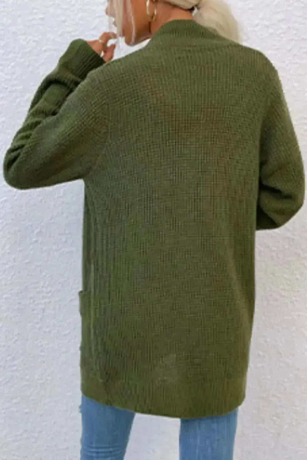 Open Front Rib-Knit Cardigan with Pockets - Bad Moms Club