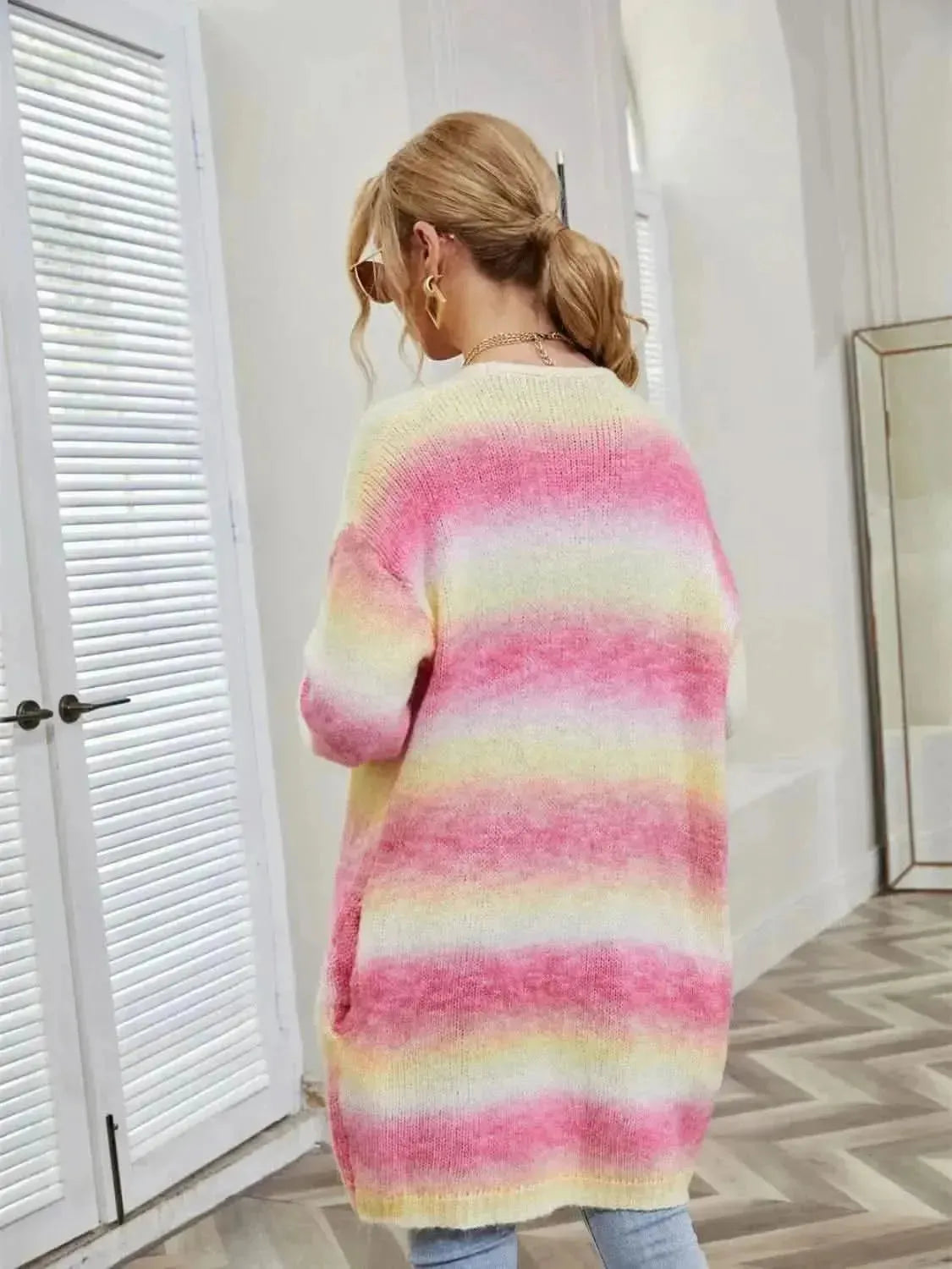 Full Size Gradient Open Front Cardigan - Bad Moms Club