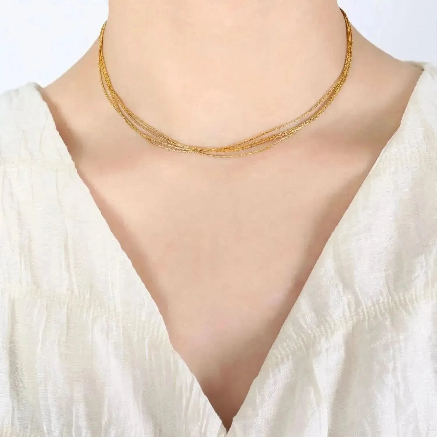 18K Gold-Plated Multi-Layer Clavicle Chain Necklace - Bad Moms Club