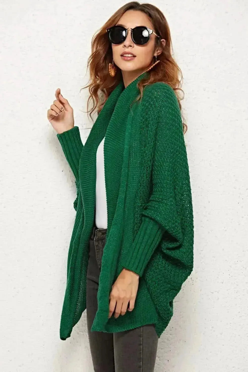 Open Front Dolman Sleeve Longline Cardigan - Bad Moms Club
