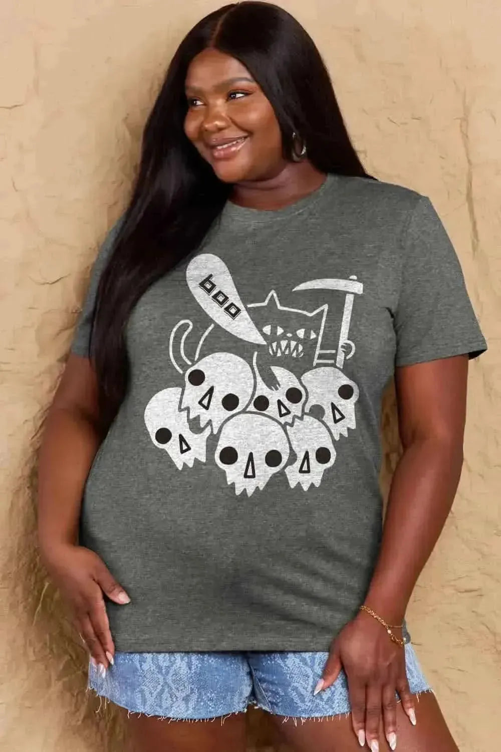 Simply Love Full Size Graphic BOO Cotton T-Shirt - Bad Moms Club