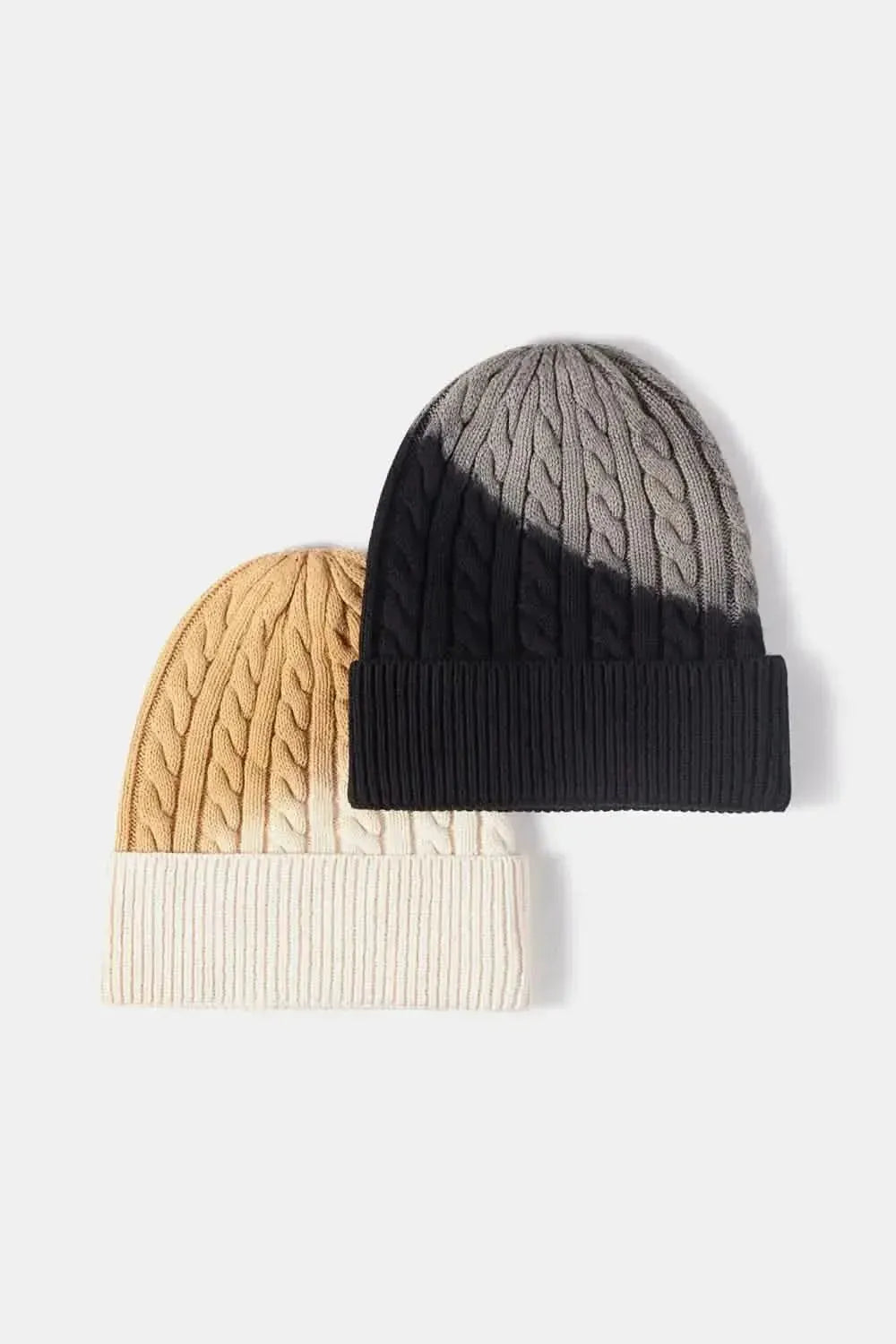 Contrast Tie-Dye Cable-Knit Cuffed Beanie - Bad Moms Club