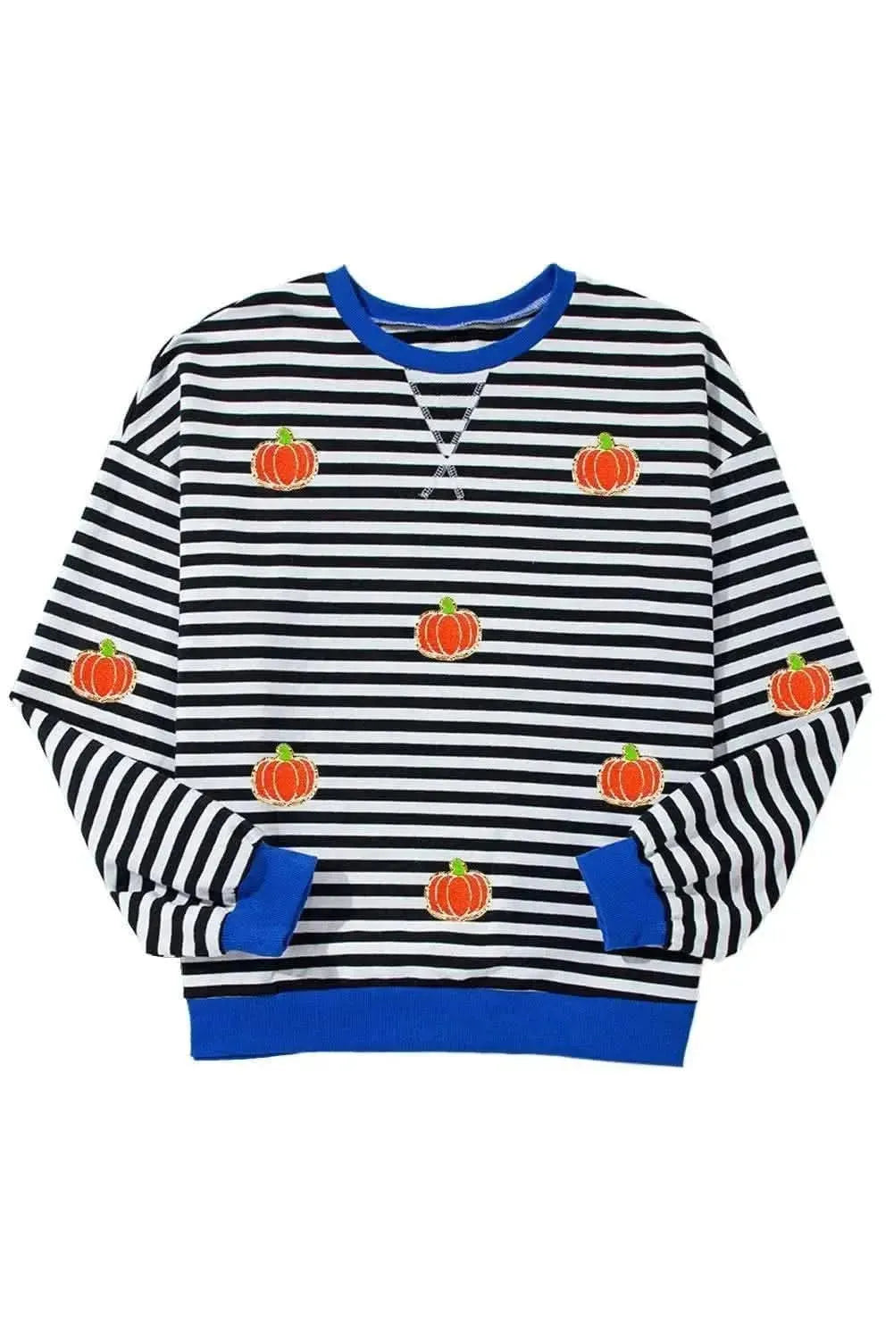 Pumpkin Striped Long Sleeve Sweatshirt - Bad Moms Club