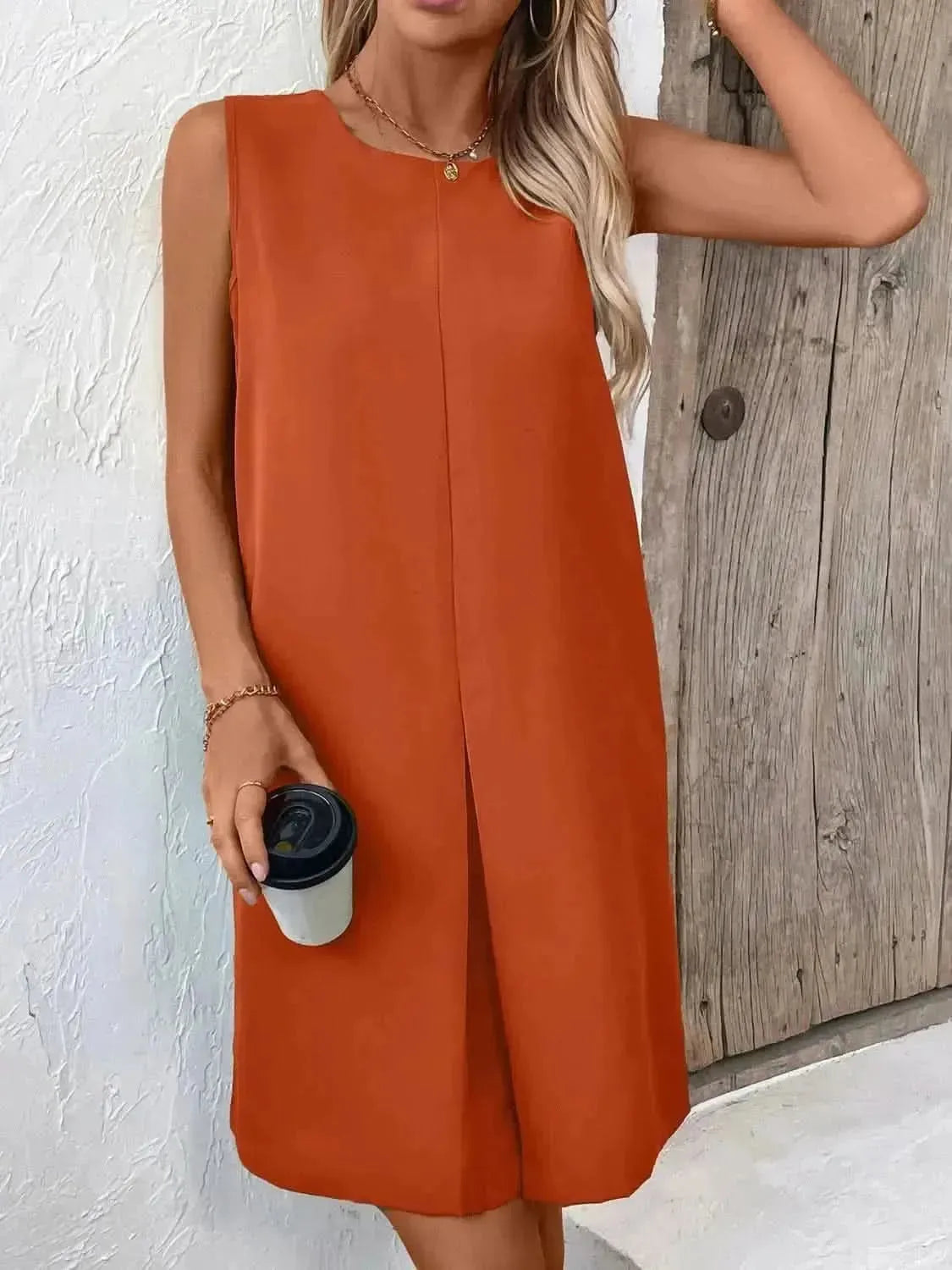 Ivy Lane Pocketed Round Neck Sleeveless Mini Dress - Bad Moms Club