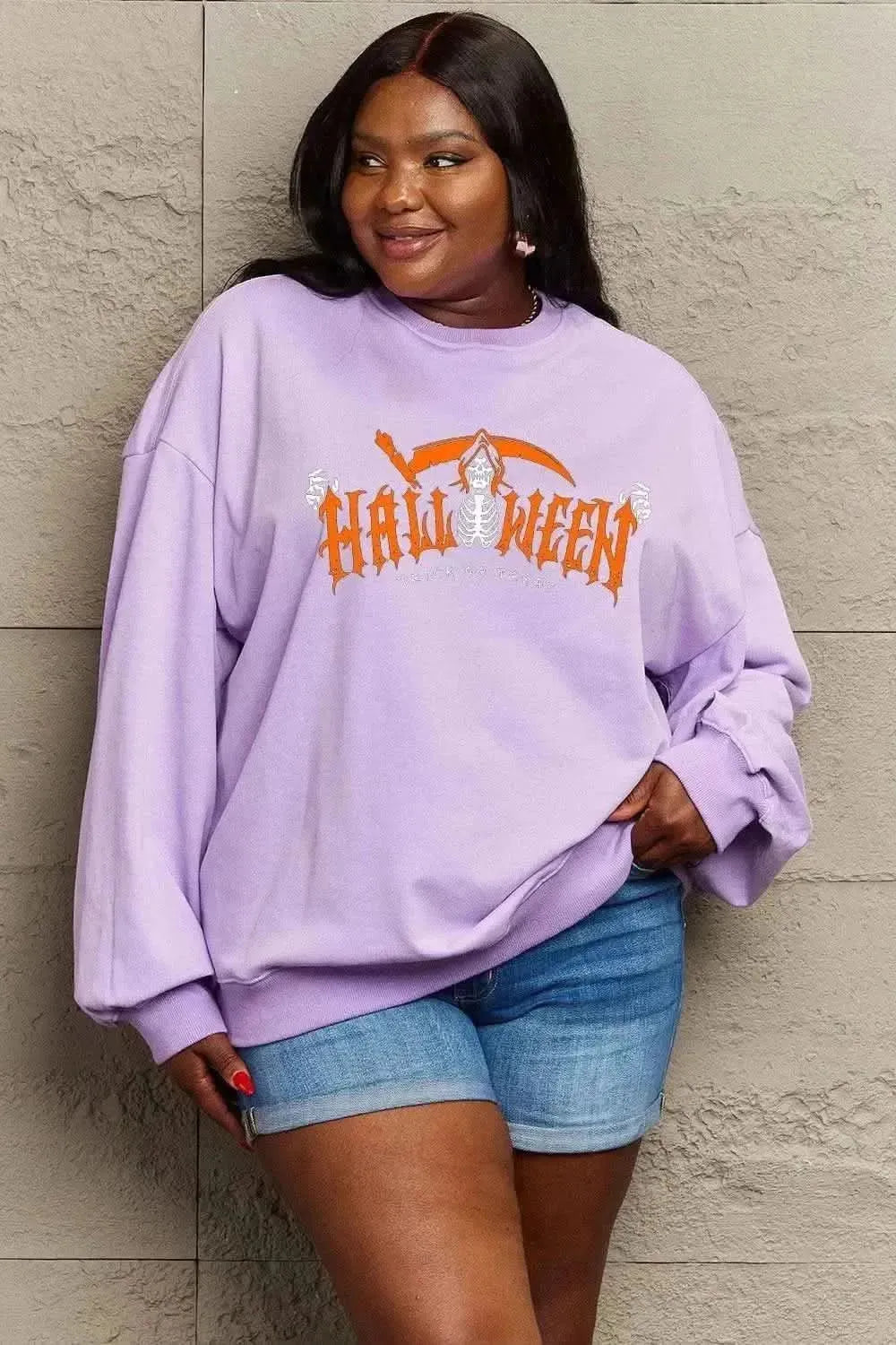 Simply Love Full Size HALLOWEEN TRICK OR TREAT Graphic Sweatshirt - Bad Moms Club