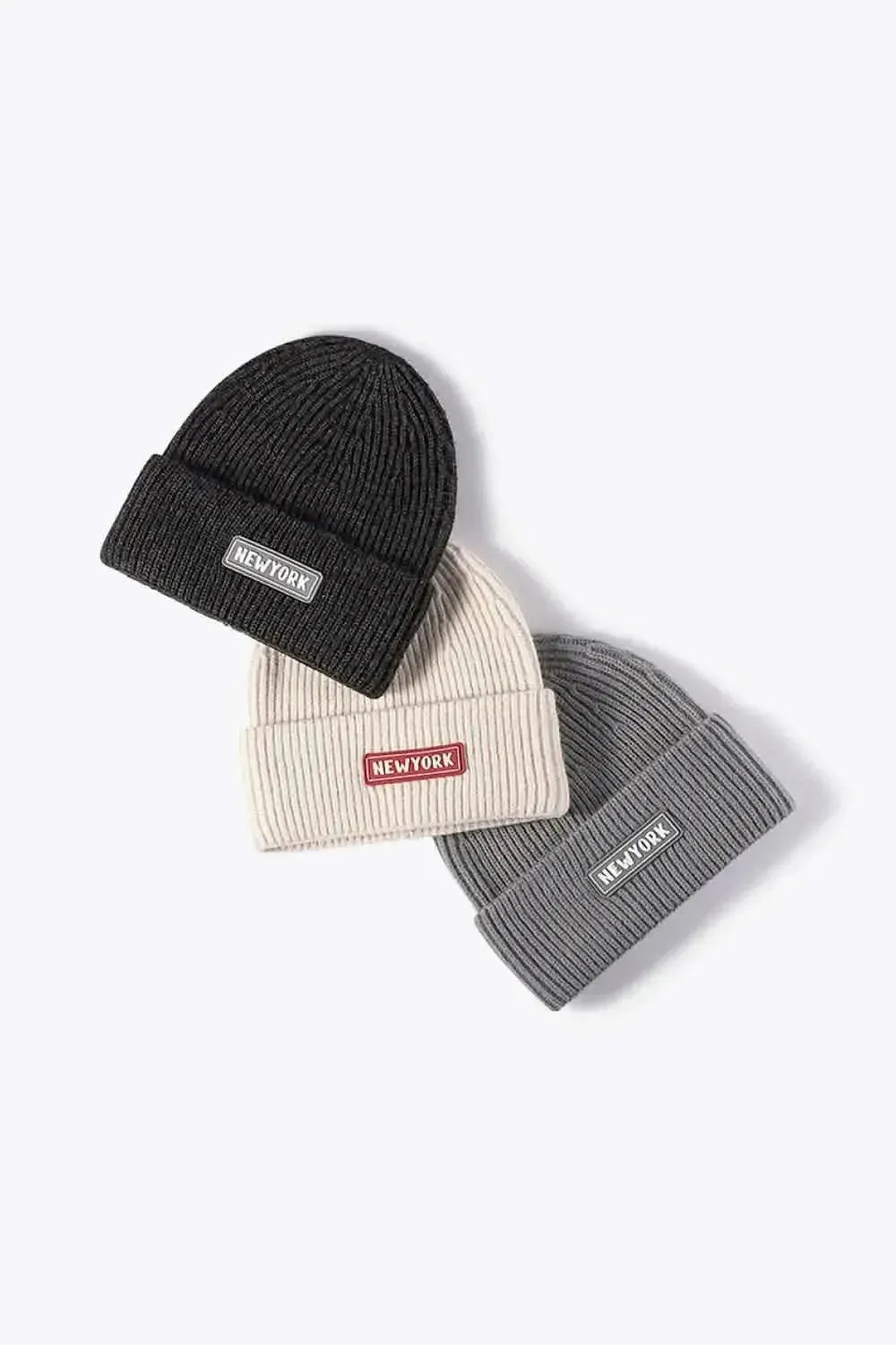 NEWYORK Patch Rib-Knit Cuffed Beanie - Bad Moms Club