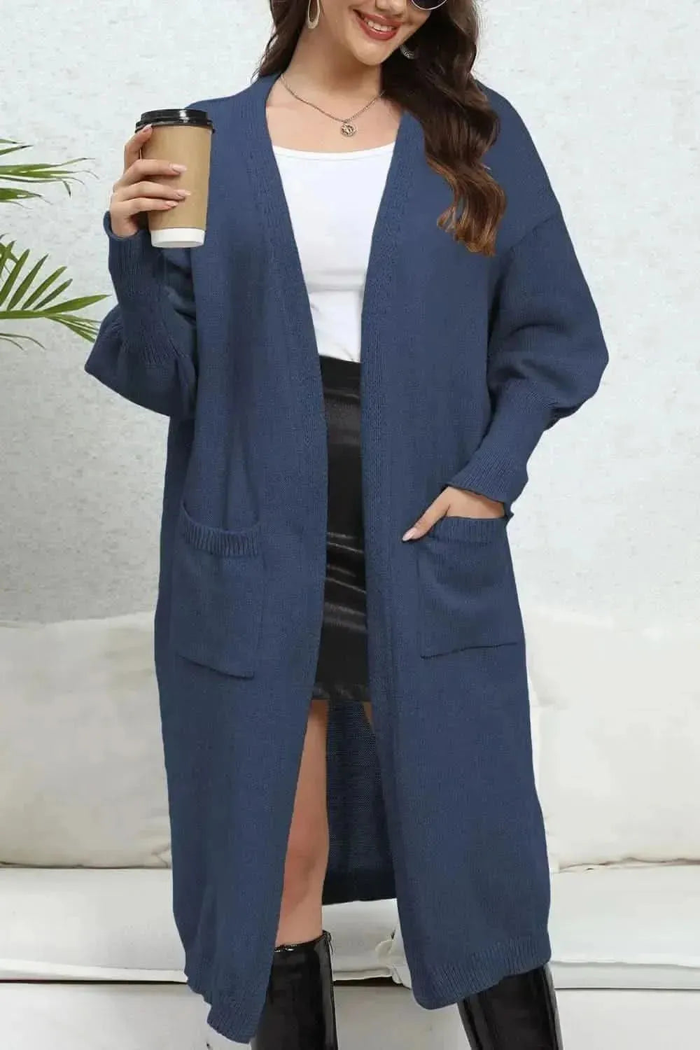 Open Front Dropped Shoulder Cardigan - Bad Moms Club