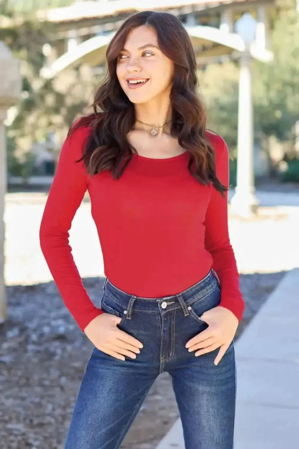 Basic Bae Full Size Round Neck Long Sleeve Bodysuit - Bad Moms Club